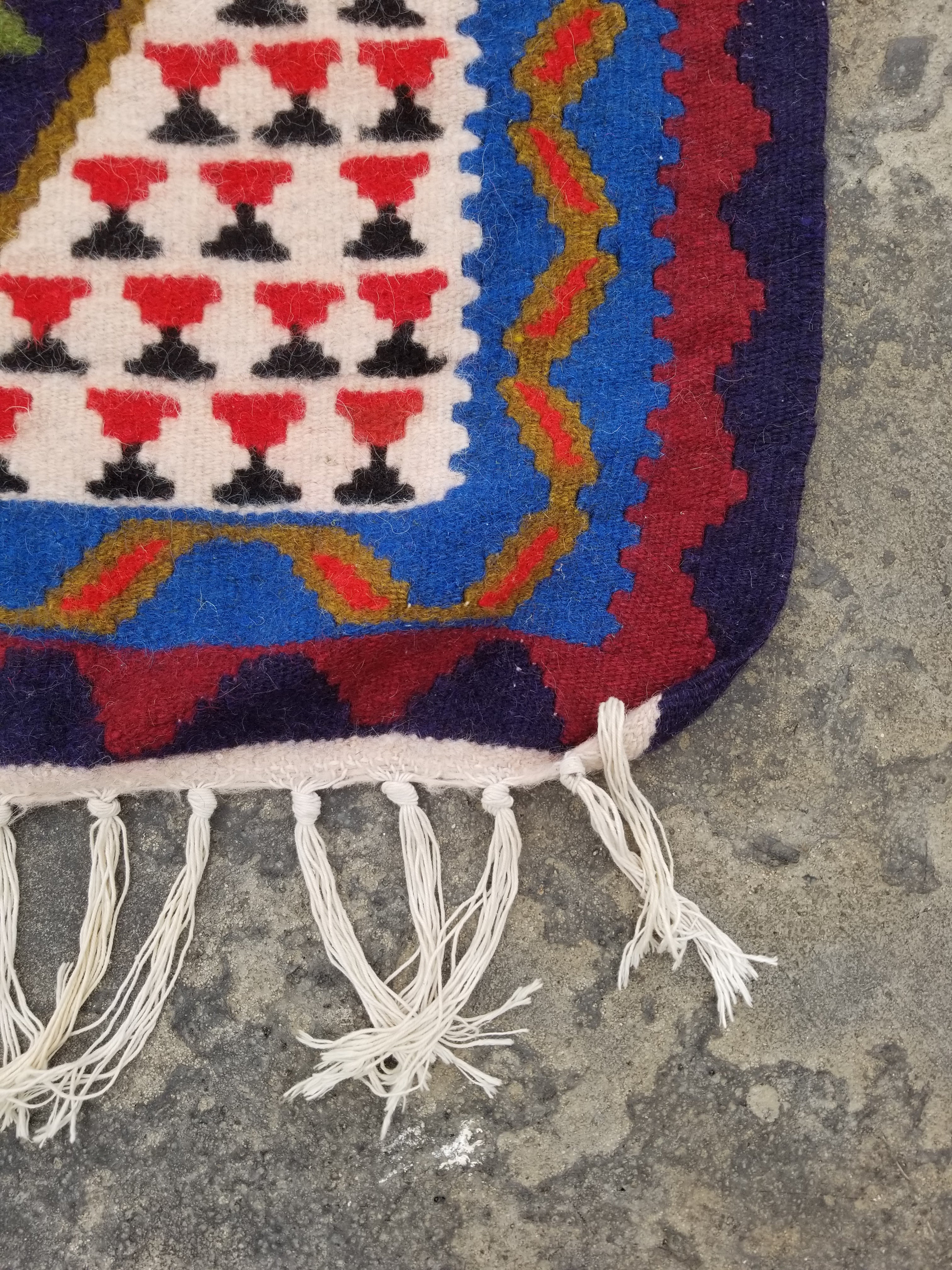 Vintage Handmade Tribal Oriental Geometric Pattern Wool Multicolor Kilim 155x89c