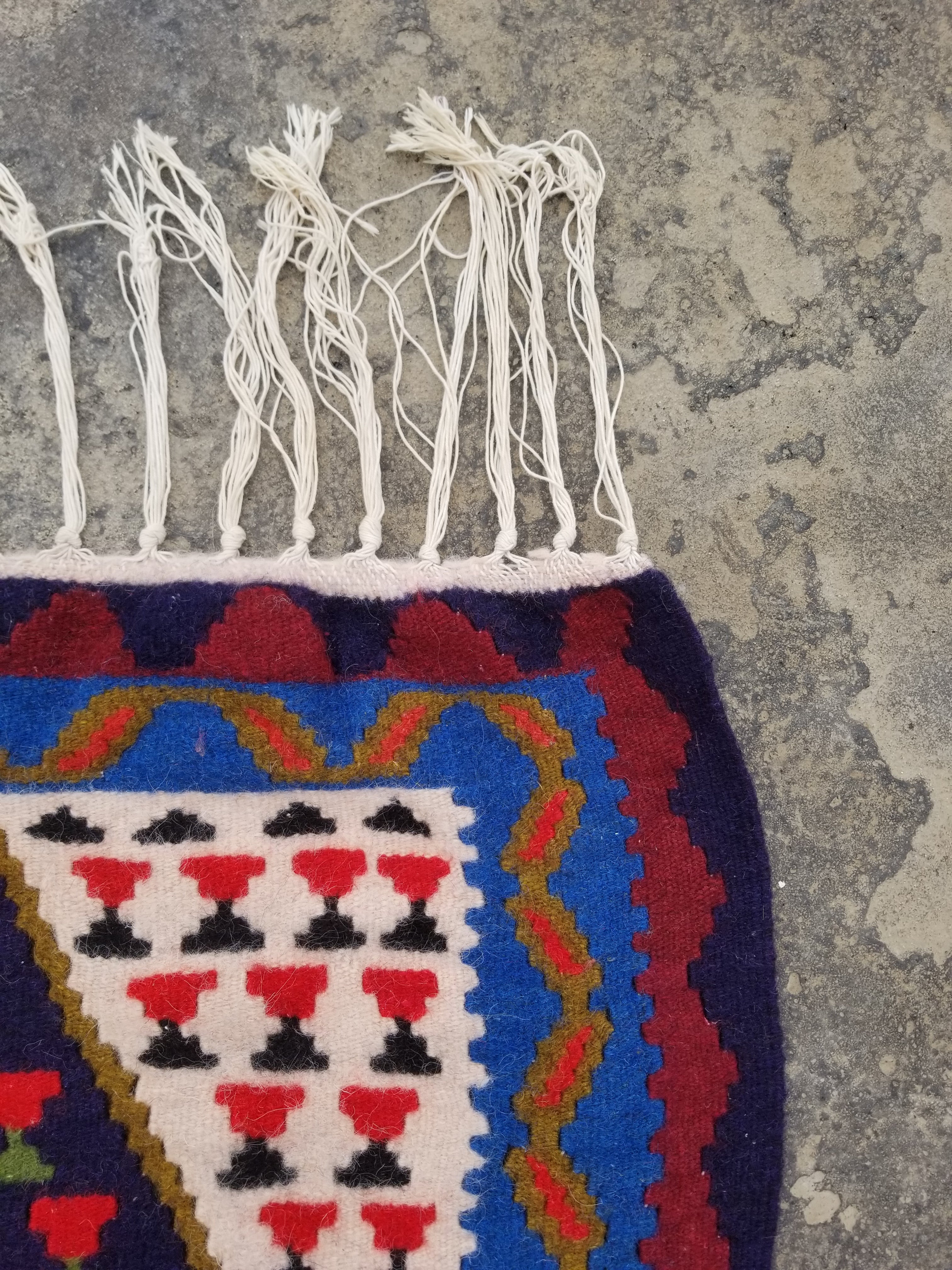 Vintage Handmade Tribal Oriental Geometric Pattern Wool Multicolor Kilim 155x89c