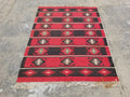 Vintage Traditional Handmade Turkish Wool Red & Black Kilim 188x145cm