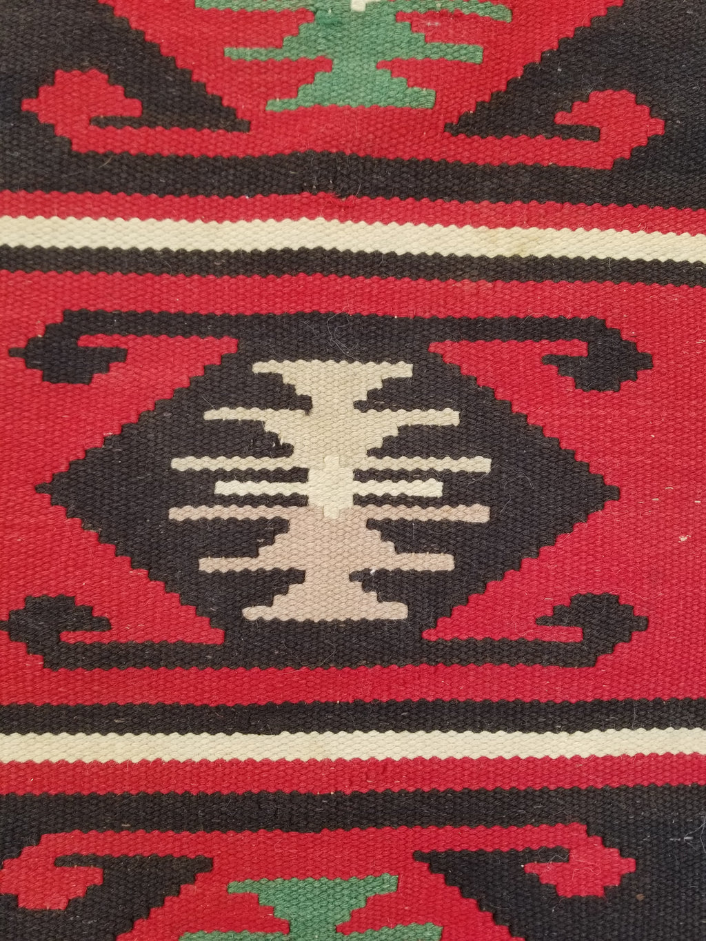 Vintage Traditional Handmade Turkish Wool Red & Black Kilim 188x145cm