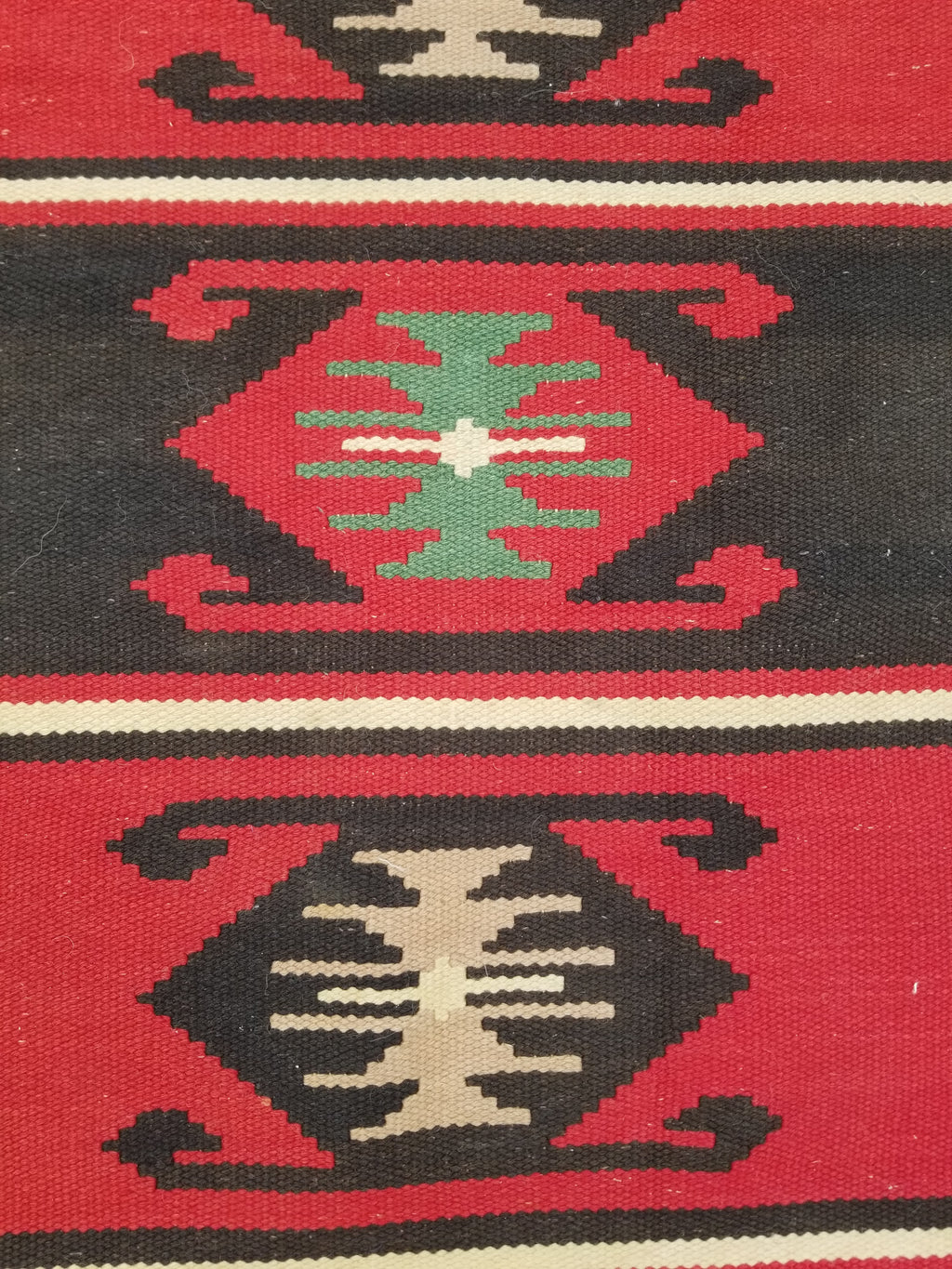 Vintage Traditional Handmade Turkish Wool Red & Black Kilim 188x145cm