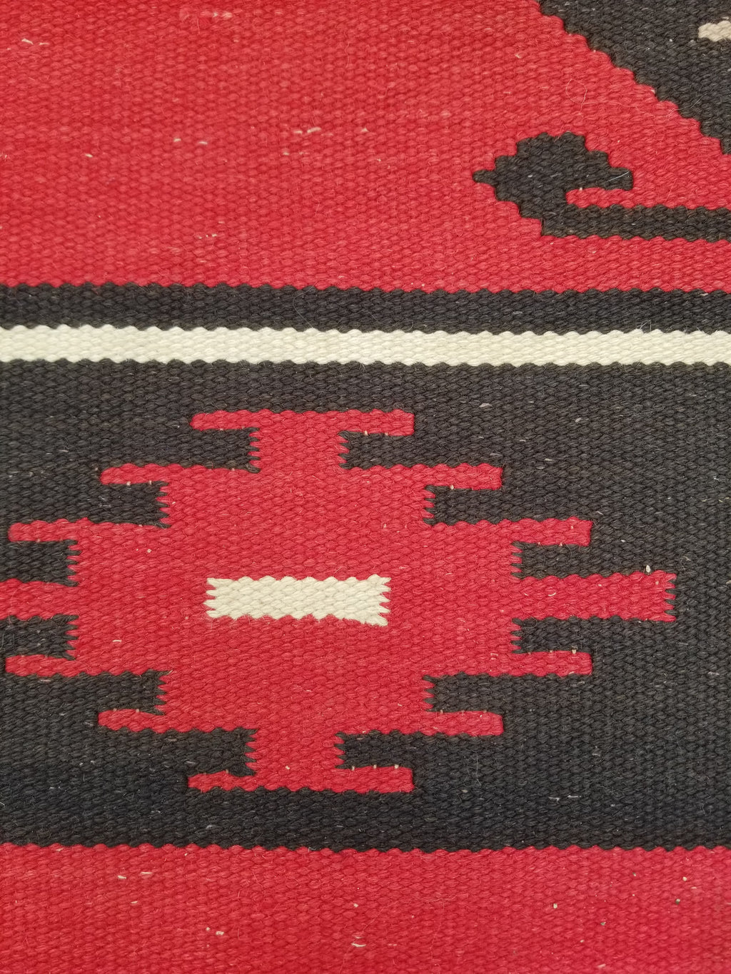 Vintage Traditional Handmade Turkish Wool Red & Black Kilim 188x145cm