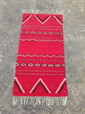 Vintage Traditional Handmade Mexican Red & Black Wool Kilim 145x76cm