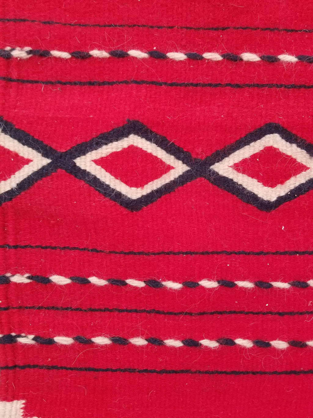 Vintage Traditional Handmade Mexican Red & Black Wool Kilim 145x76cm