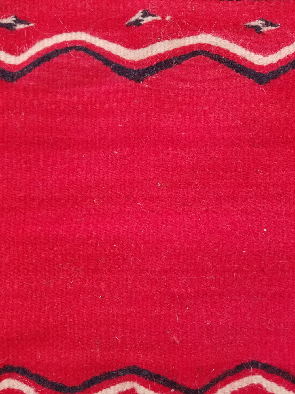 Vintage Traditional Handmade Mexican Red & Black Wool Kilim 145x76cm