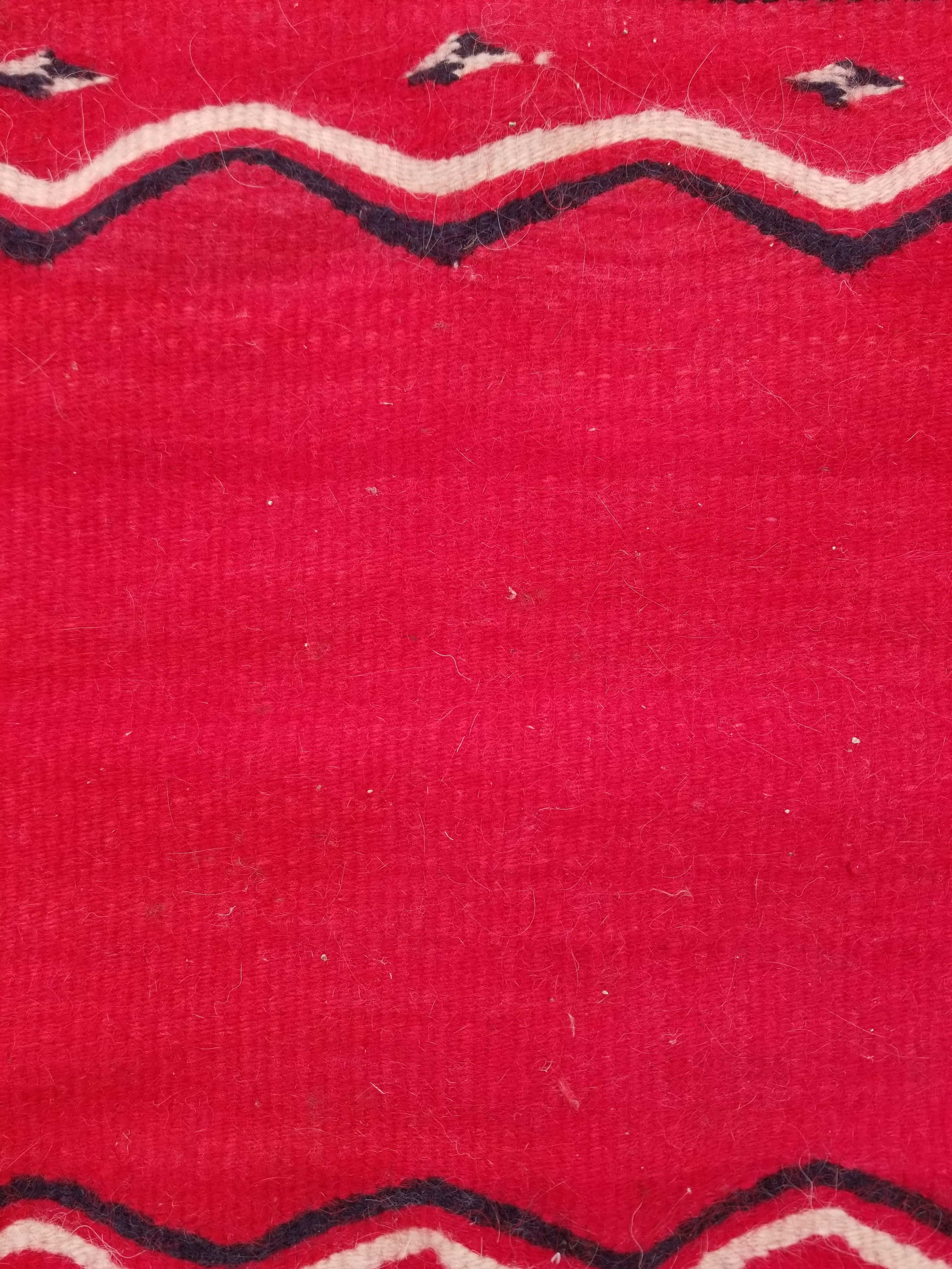 Vintage Traditional Handmade Mexican Red & Black Wool Kilim 145x76cm