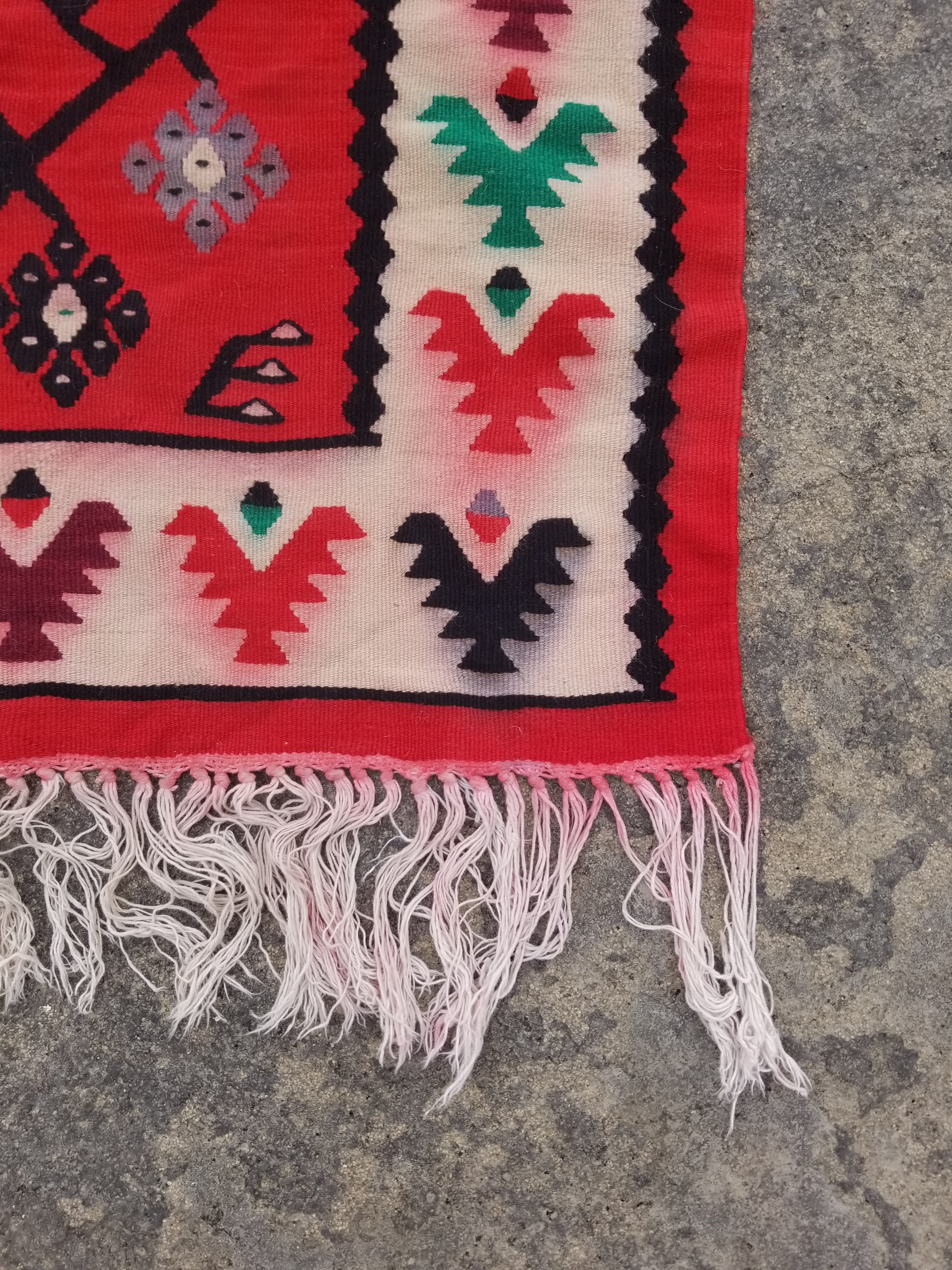 Vintage Traditional Handmade Turkish Wool Multicolor Kilim Runner 241x74cm