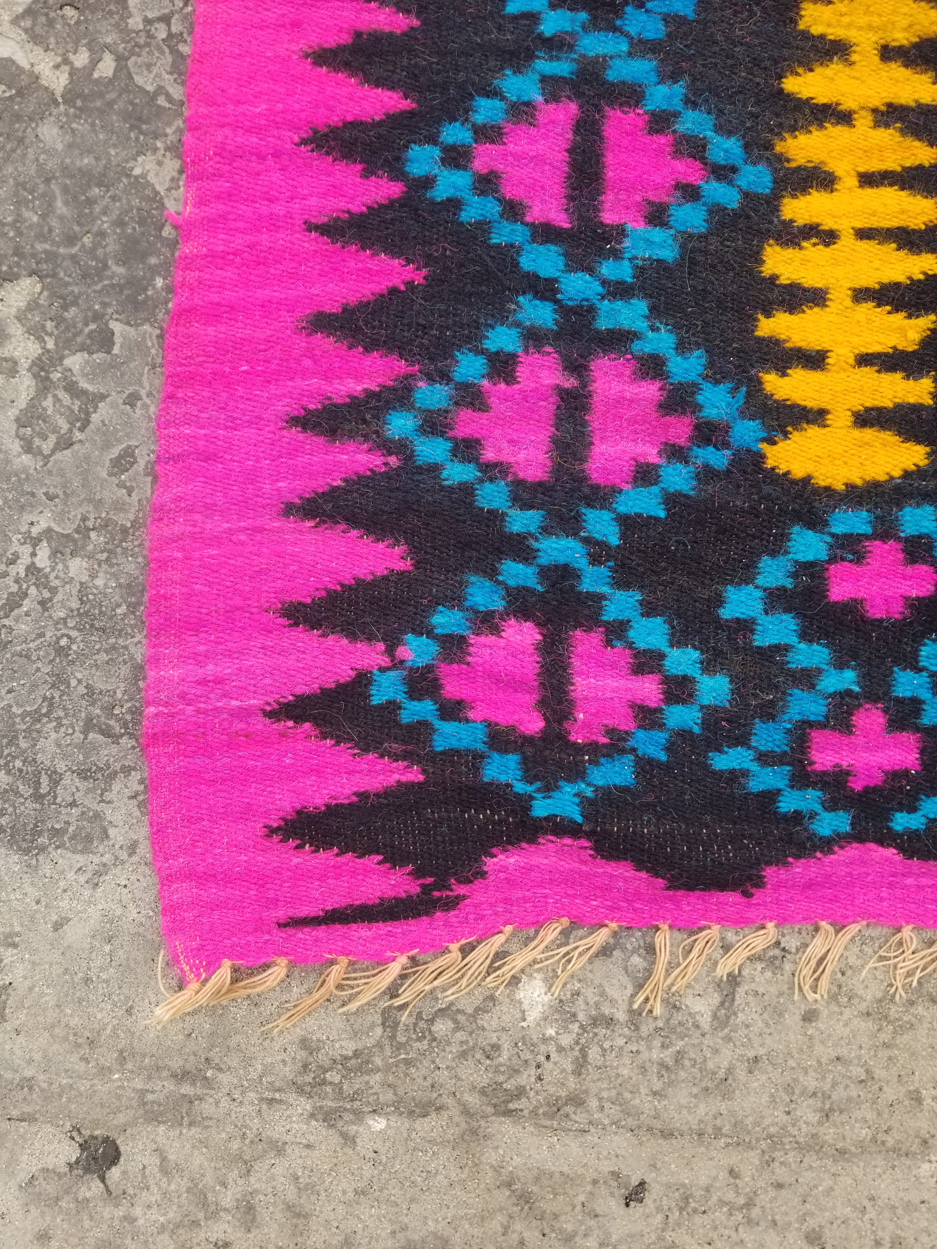 Vintage Traditional Handmade Oriental Wool Multicolor Kilim 203x173cm