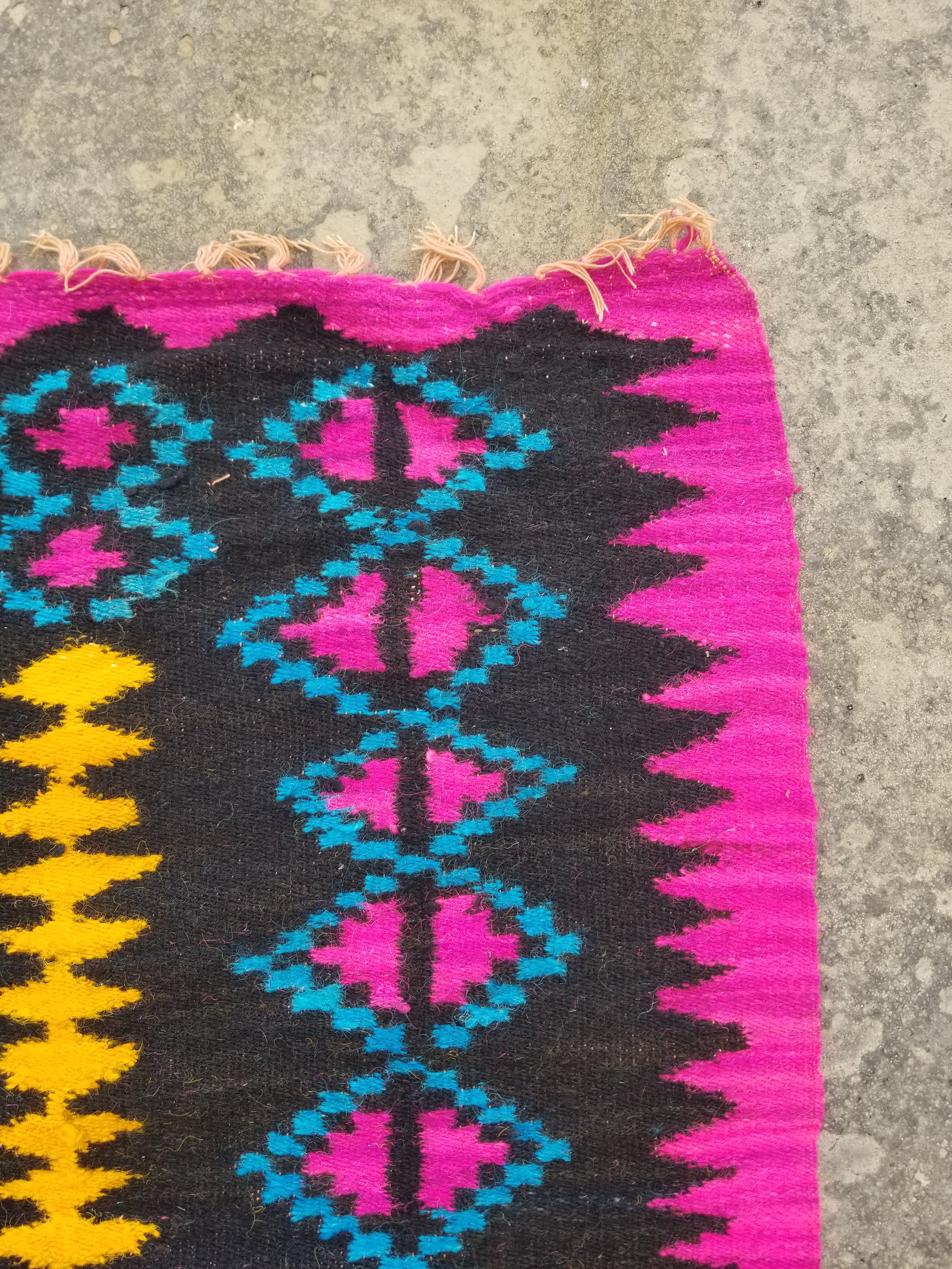 Vintage Traditional Handmade Oriental Wool Multicolor Kilim 203x173cm