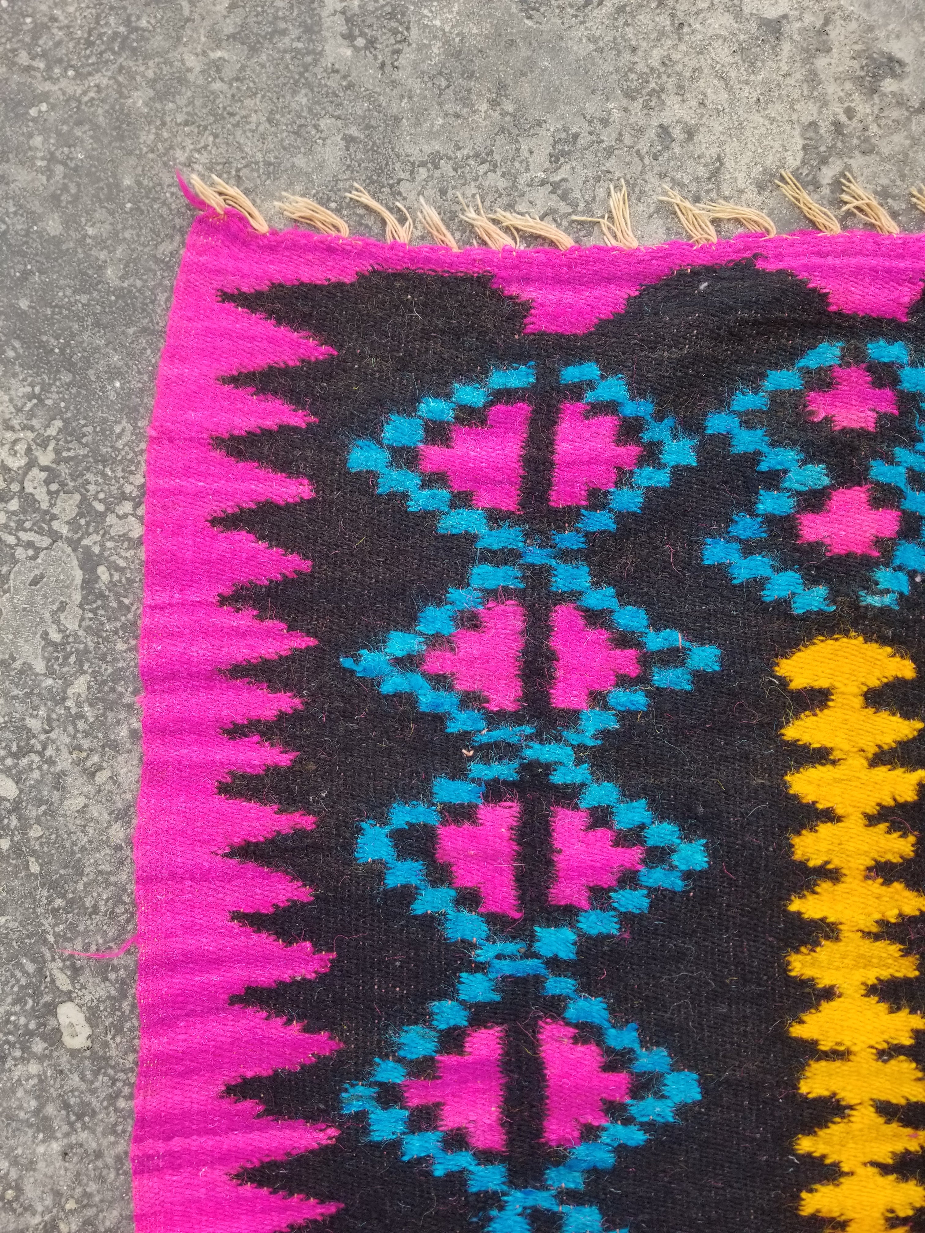 Vintage Traditional Handmade Oriental Wool Multicolor Kilim 203x173cm