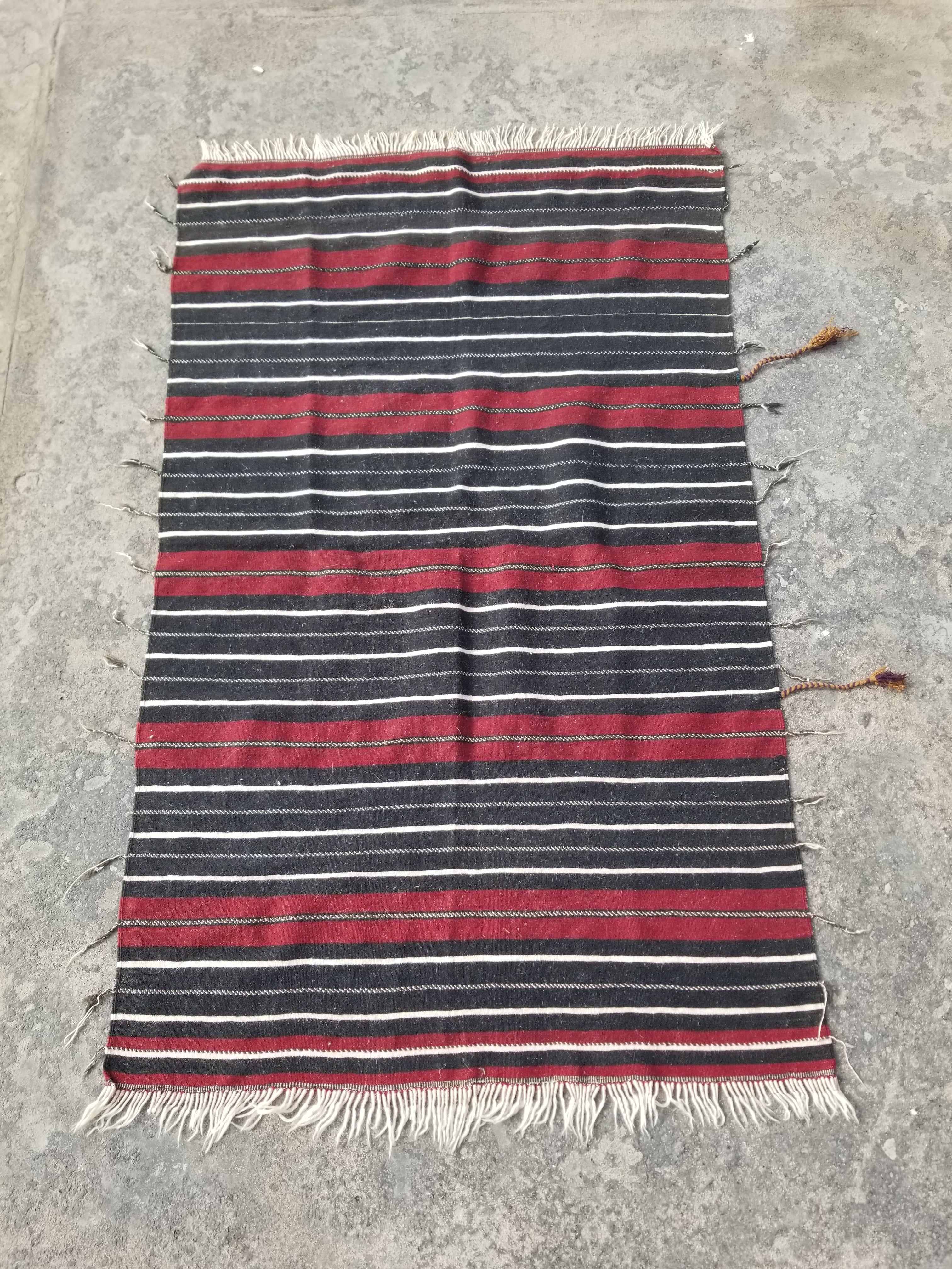 Vintage Traditional Handmade Moroccan Striped Wool Multicolor Kilim 152x91cm