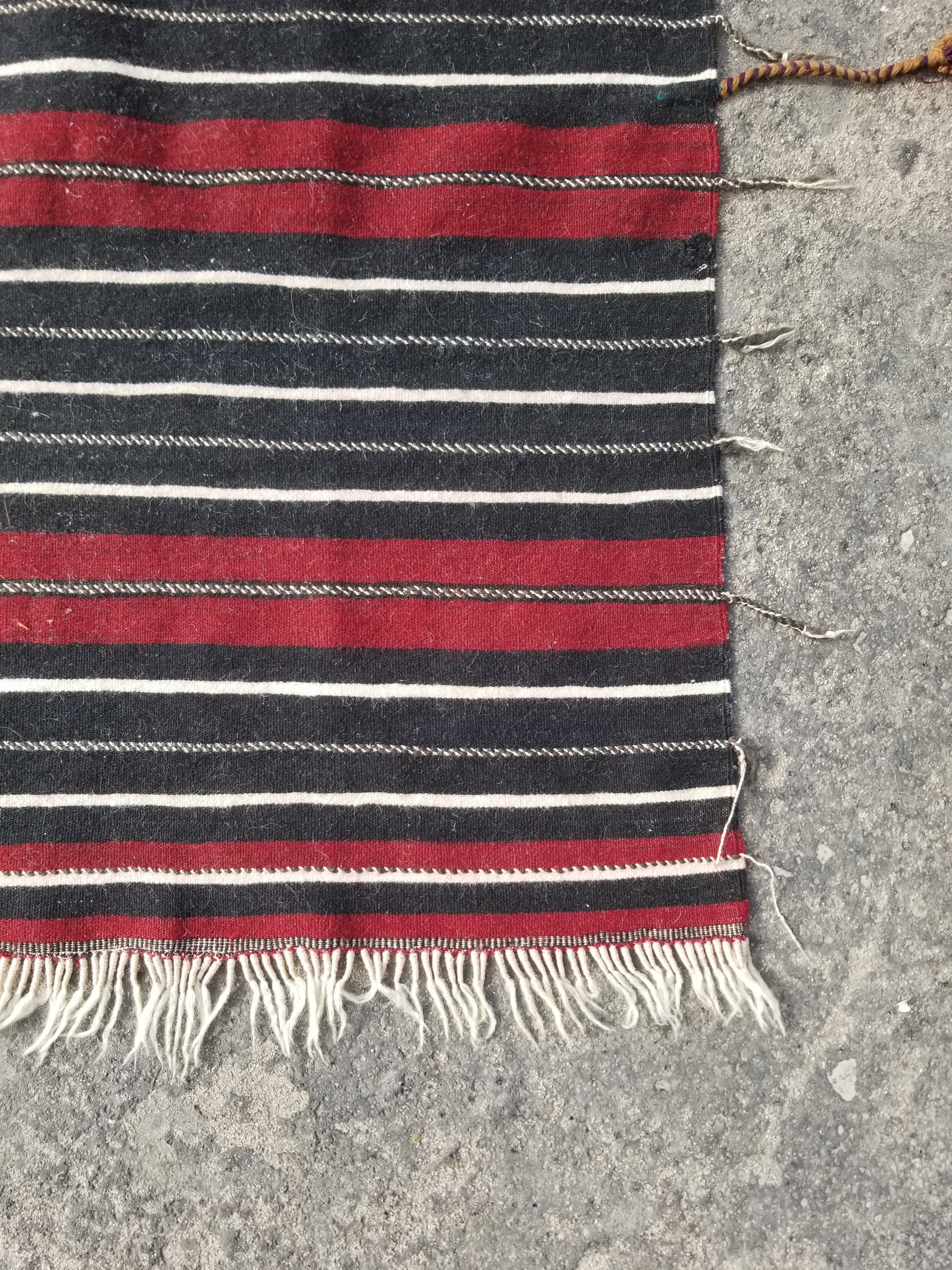 Vintage Traditional Handmade Moroccan Striped Wool Multicolor Kilim 152x91cm