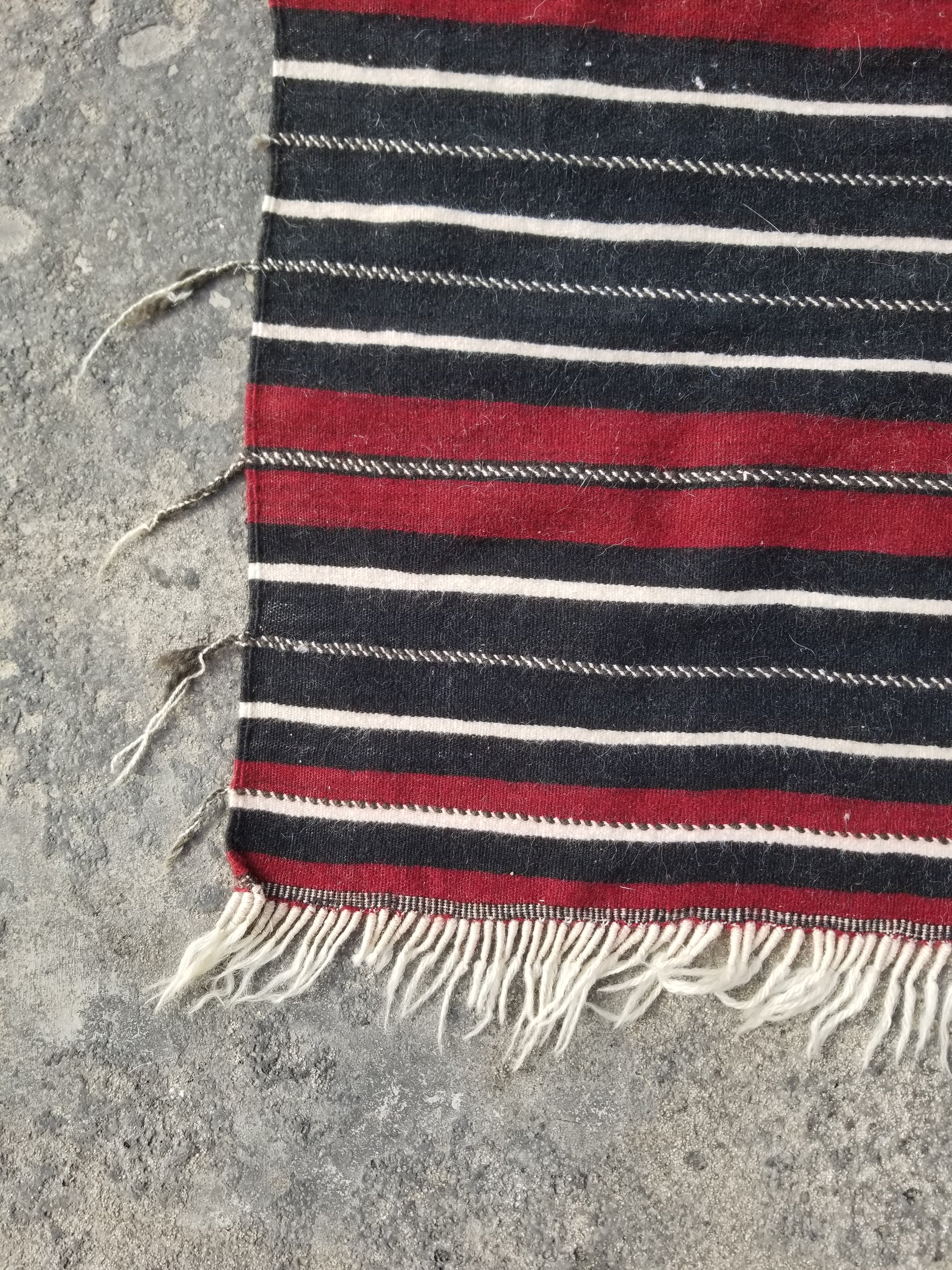 Vintage Traditional Handmade Moroccan Striped Wool Multicolor Kilim 152x91cm