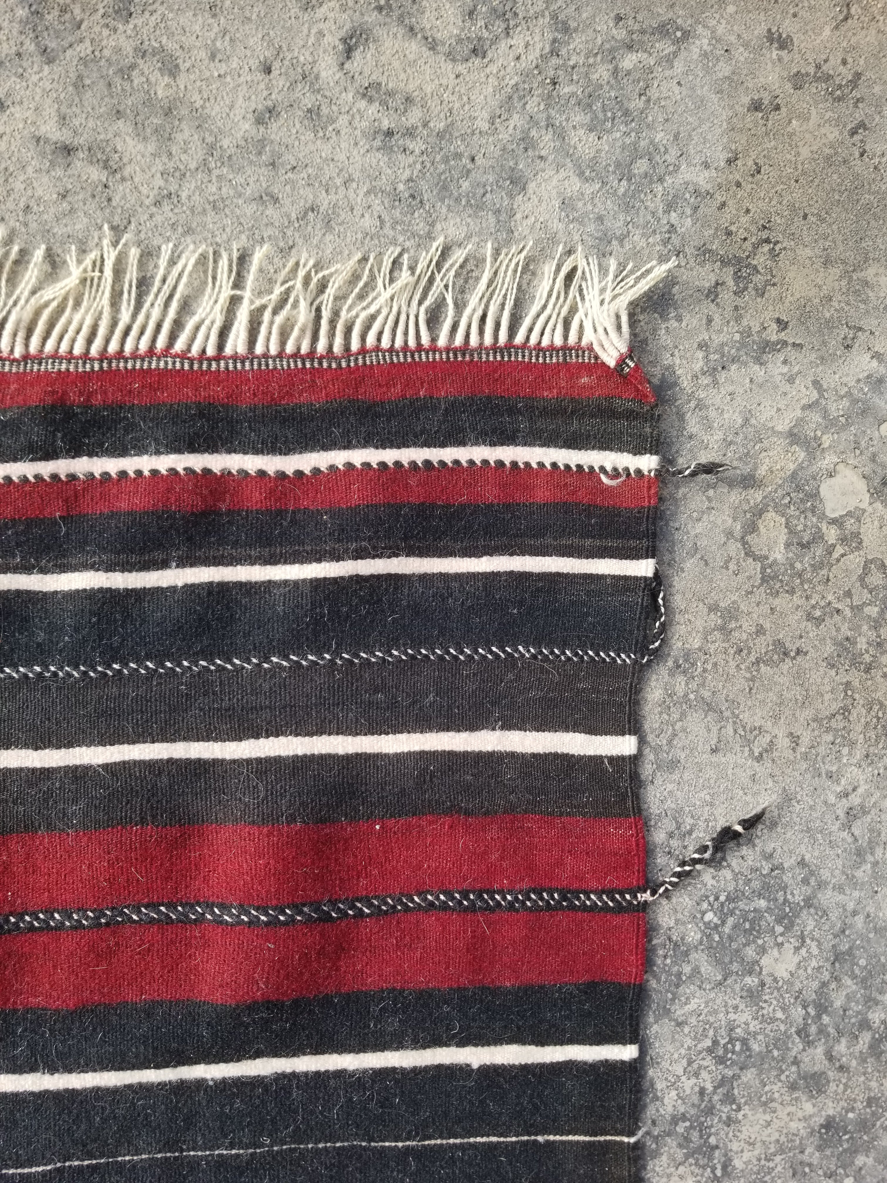 Vintage Traditional Handmade Moroccan Striped Wool Multicolor Kilim 152x91cm