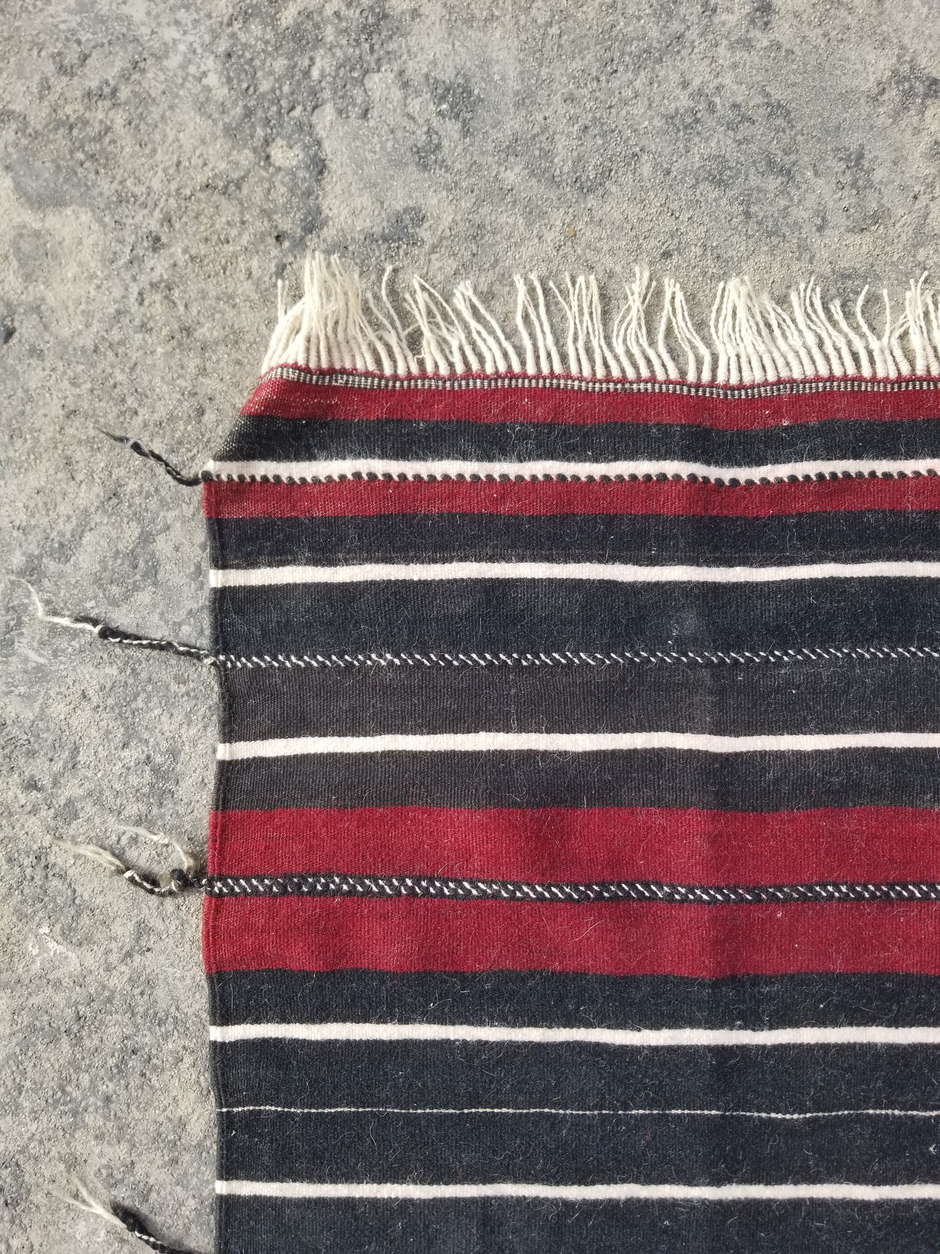 Vintage Traditional Handmade Moroccan Striped Wool Multicolor Kilim 152x91cm