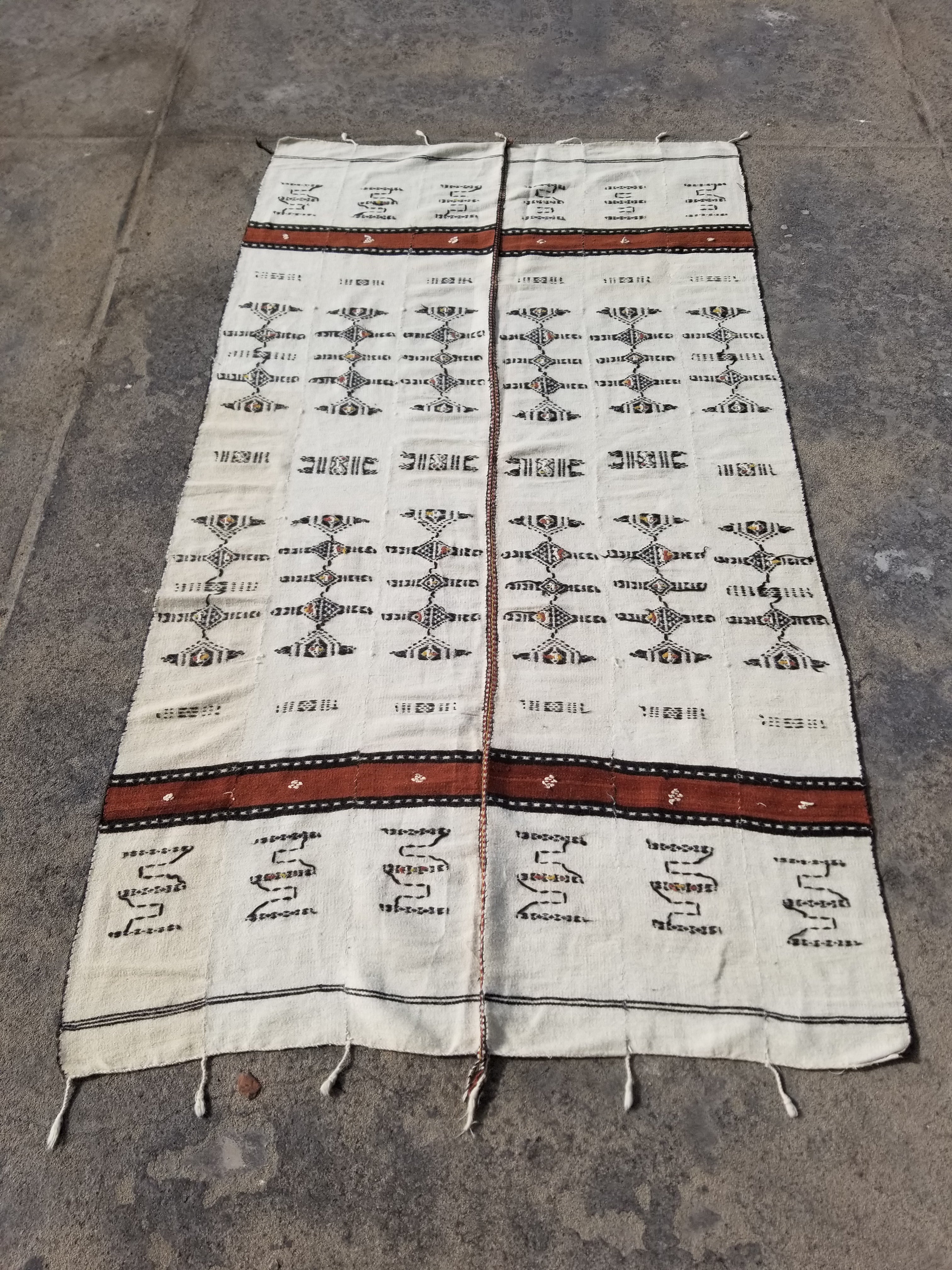 Antique Traditional Handmade African Fulani Wedding Blanket Mali Decor 229x127cm