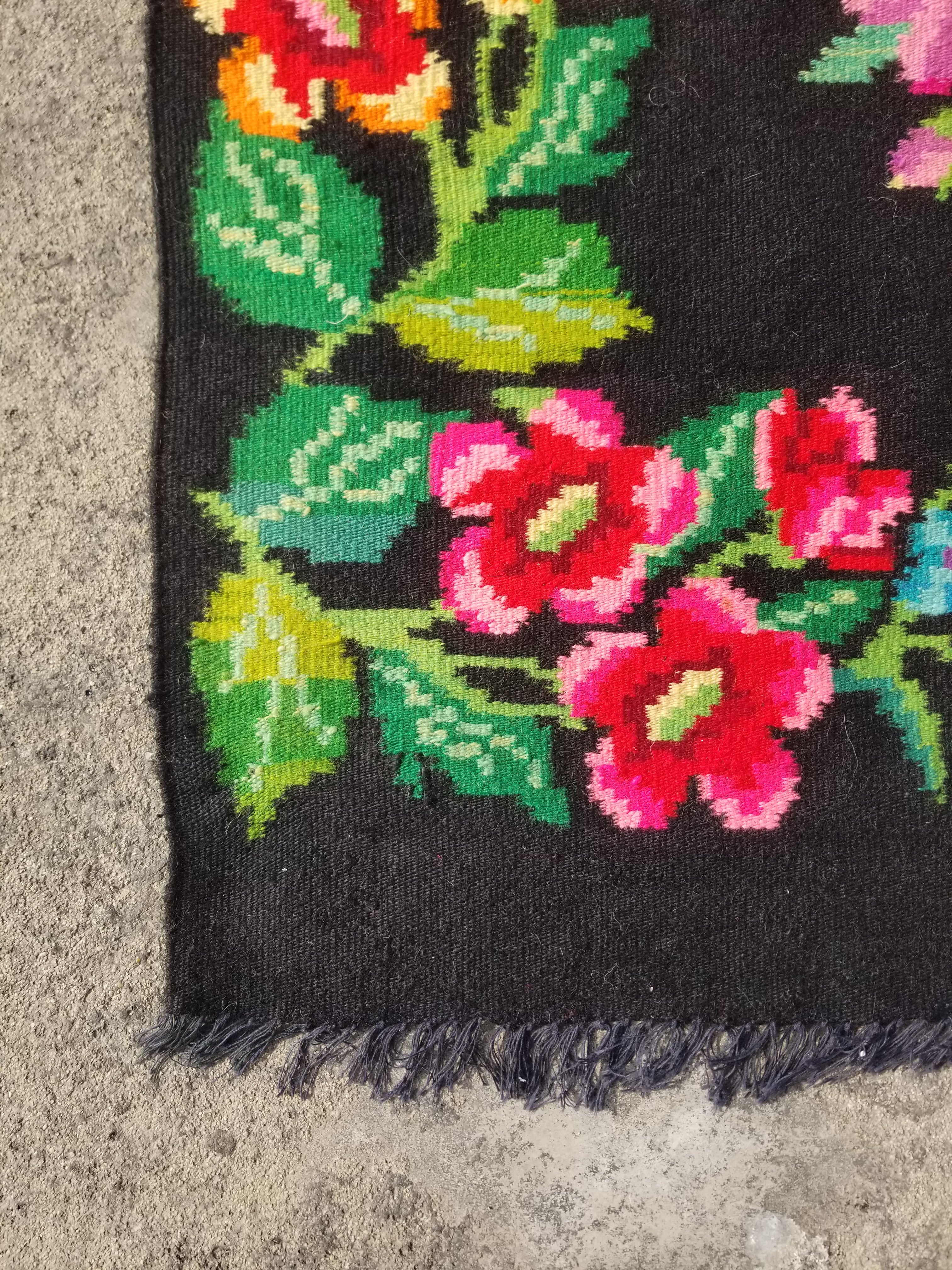 Vintage Traditional Handmade Romanian Bessarabian Wool Multicolor Kilim 282x160c