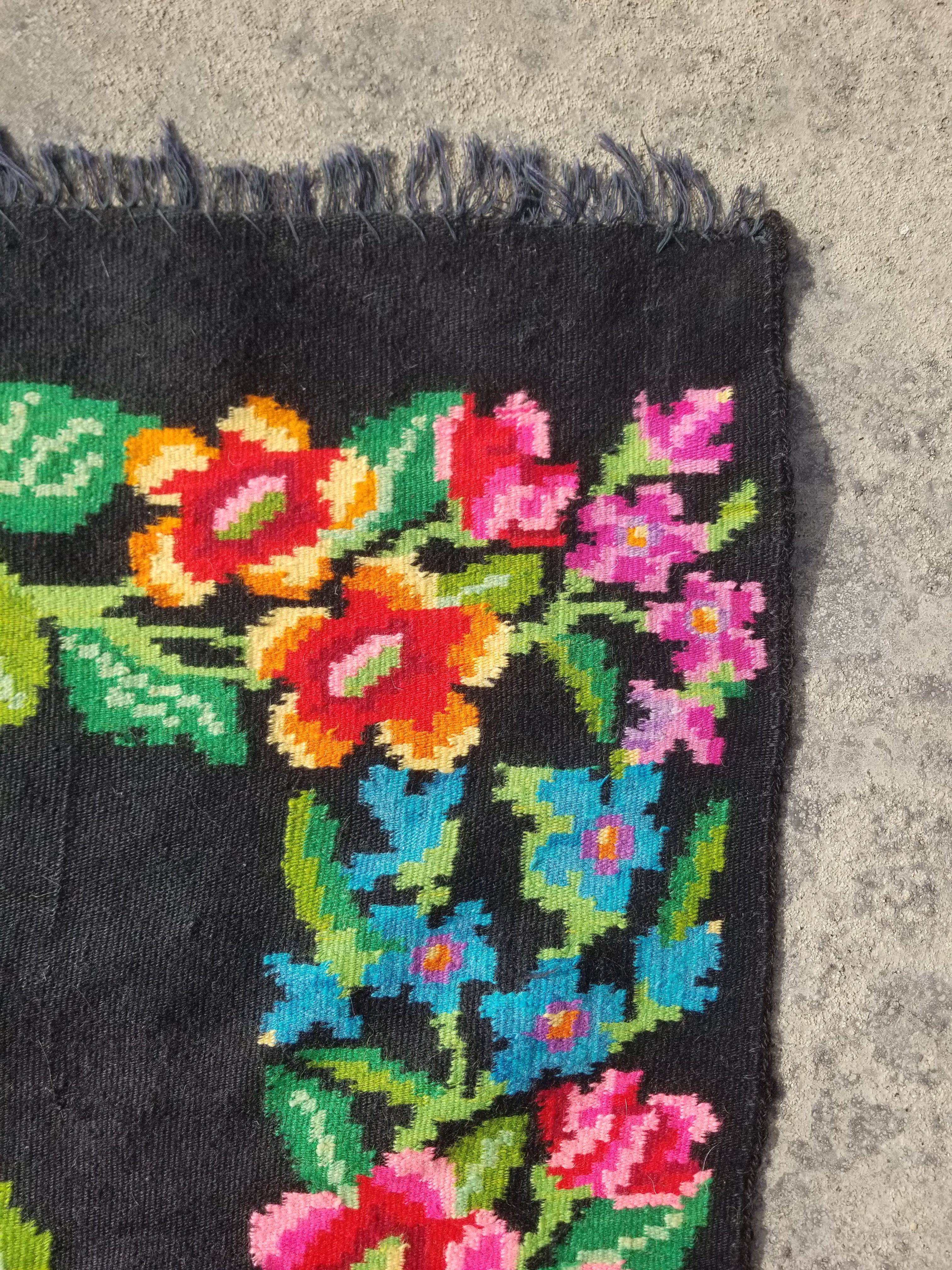 Vintage Traditional Handmade Romanian Bessarabian Wool Multicolor Kilim 282x160c