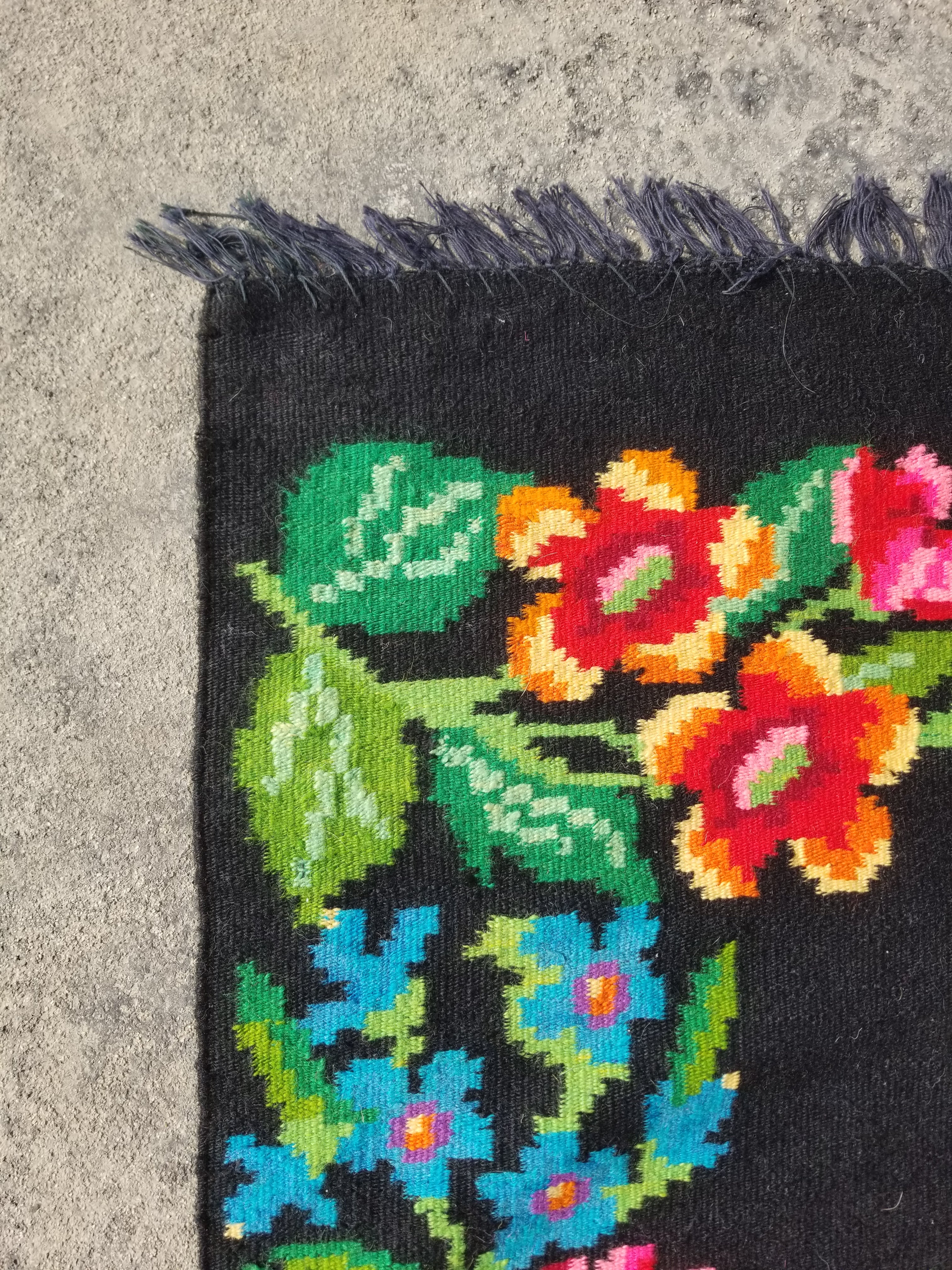 Vintage Traditional Handmade Romanian Bessarabian Wool Multicolor Kilim 282x160c