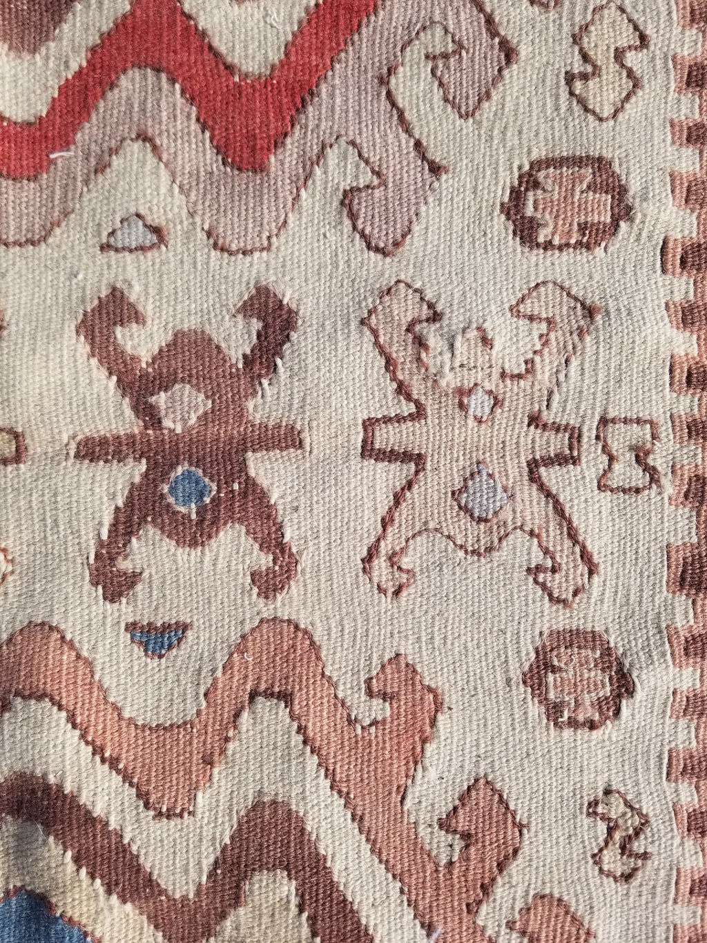 Antique Traditional Handmade Turkish Yuncu Wool Multicolor Kilim 119x89cm