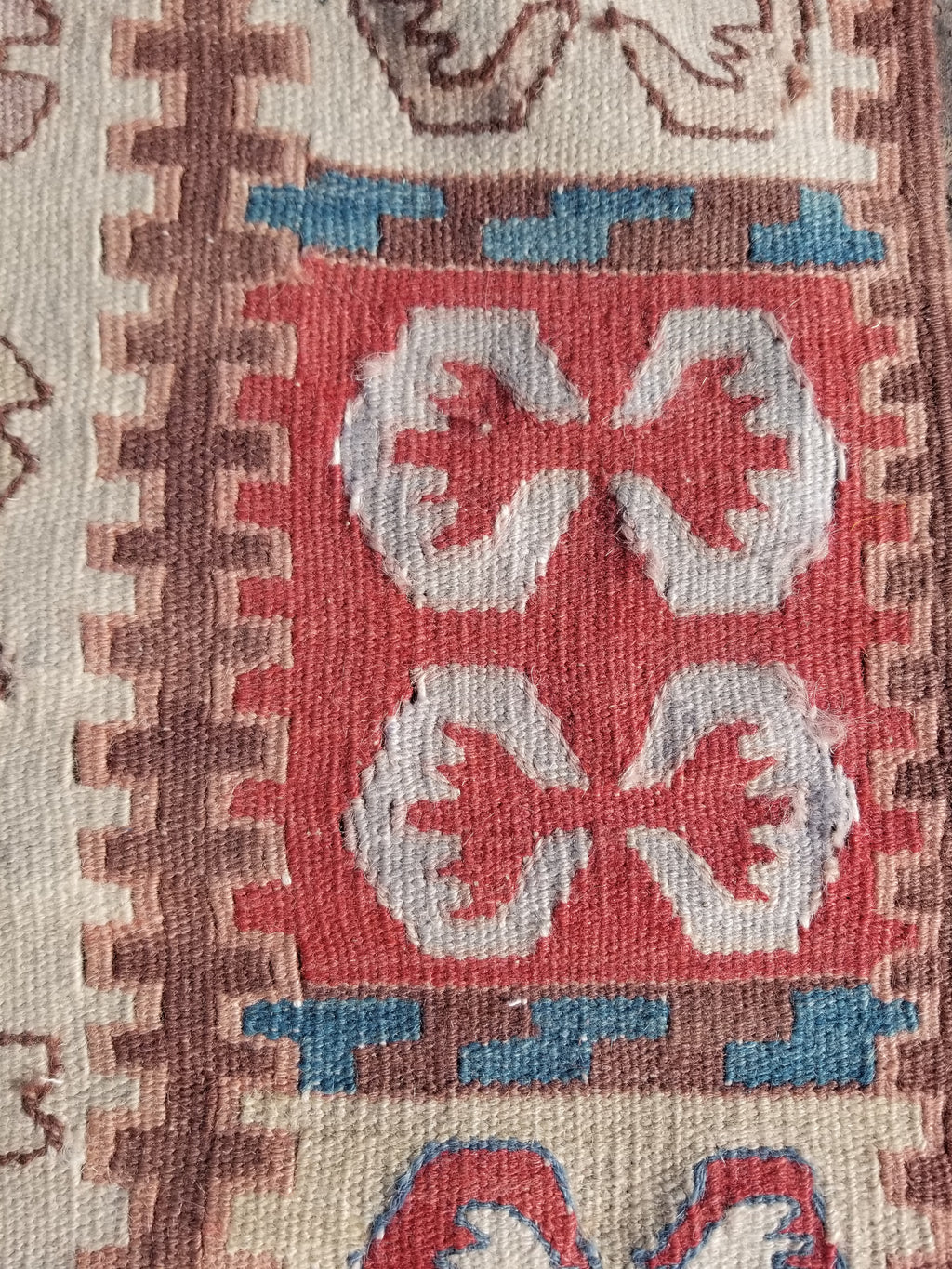 Antique Traditional Handmade Turkish Yuncu Wool Multicolor Kilim 119x89cm