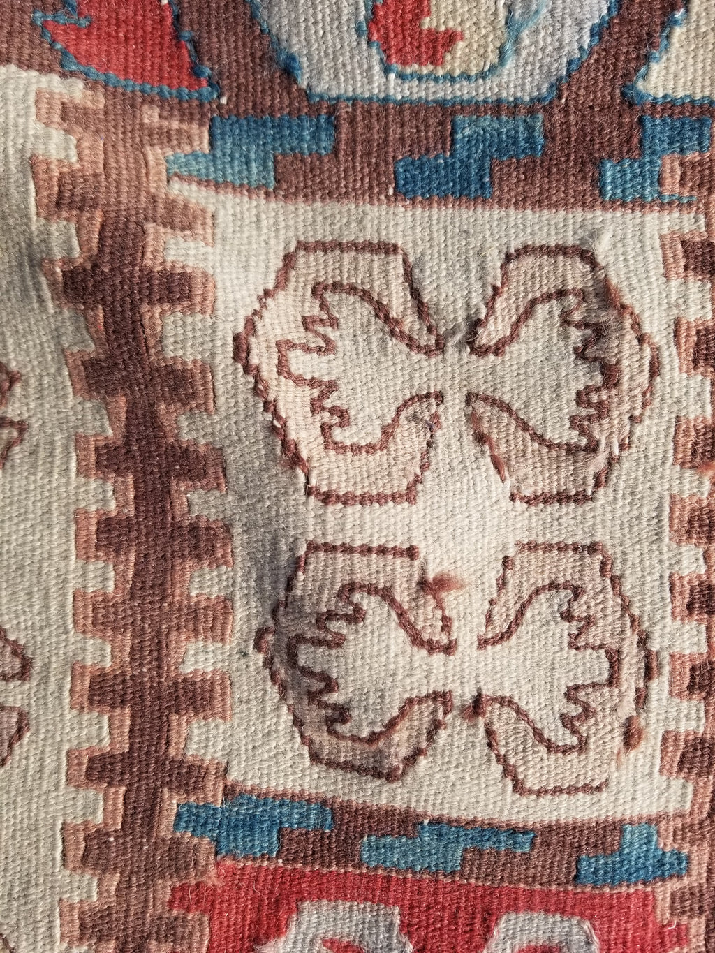Antique Traditional Handmade Turkish Yuncu Wool Multicolor Kilim 119x89cm