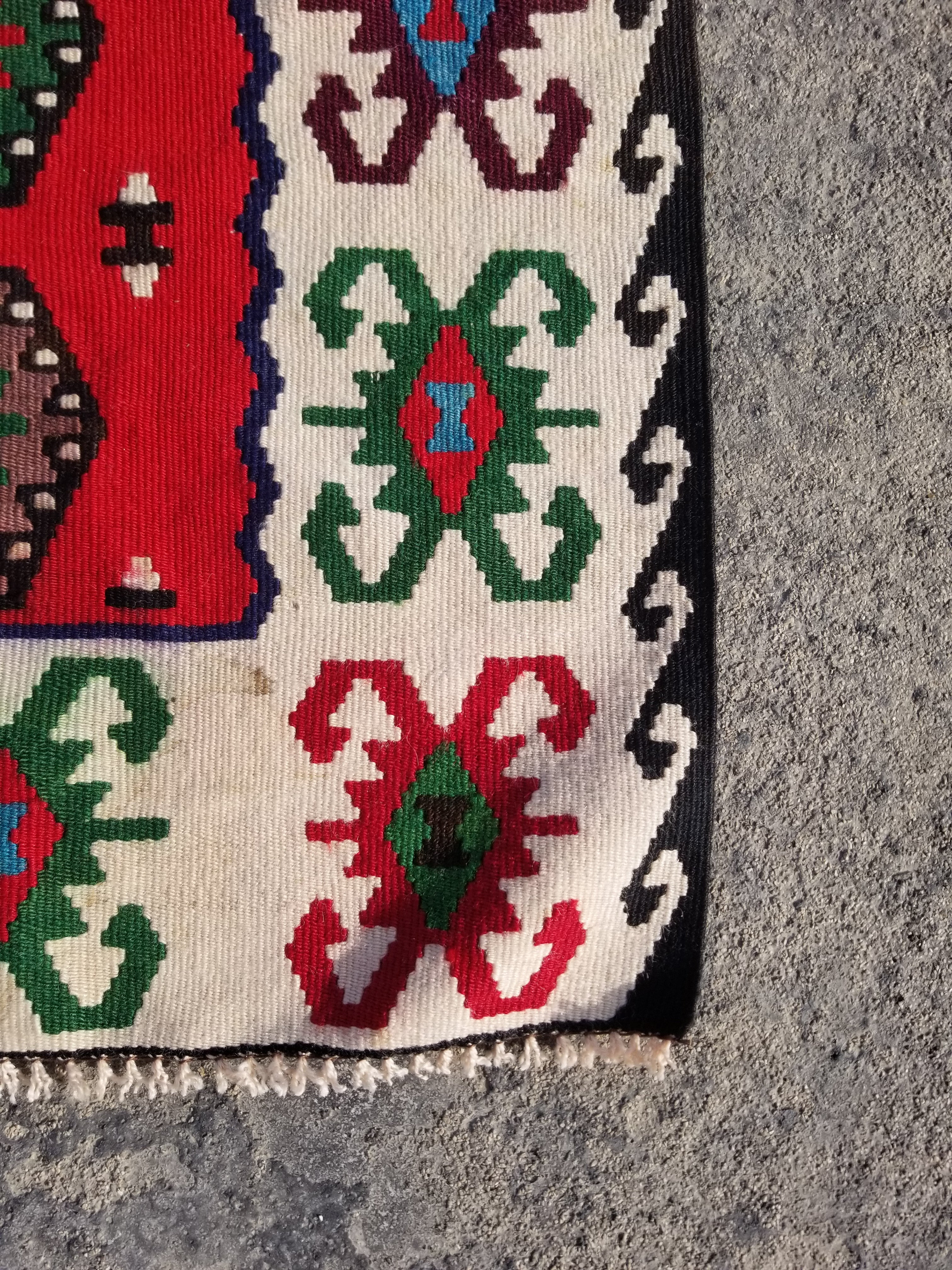 Vintage Traditional Handmade Turkish Wool Multicolor Kilim 145x71cm