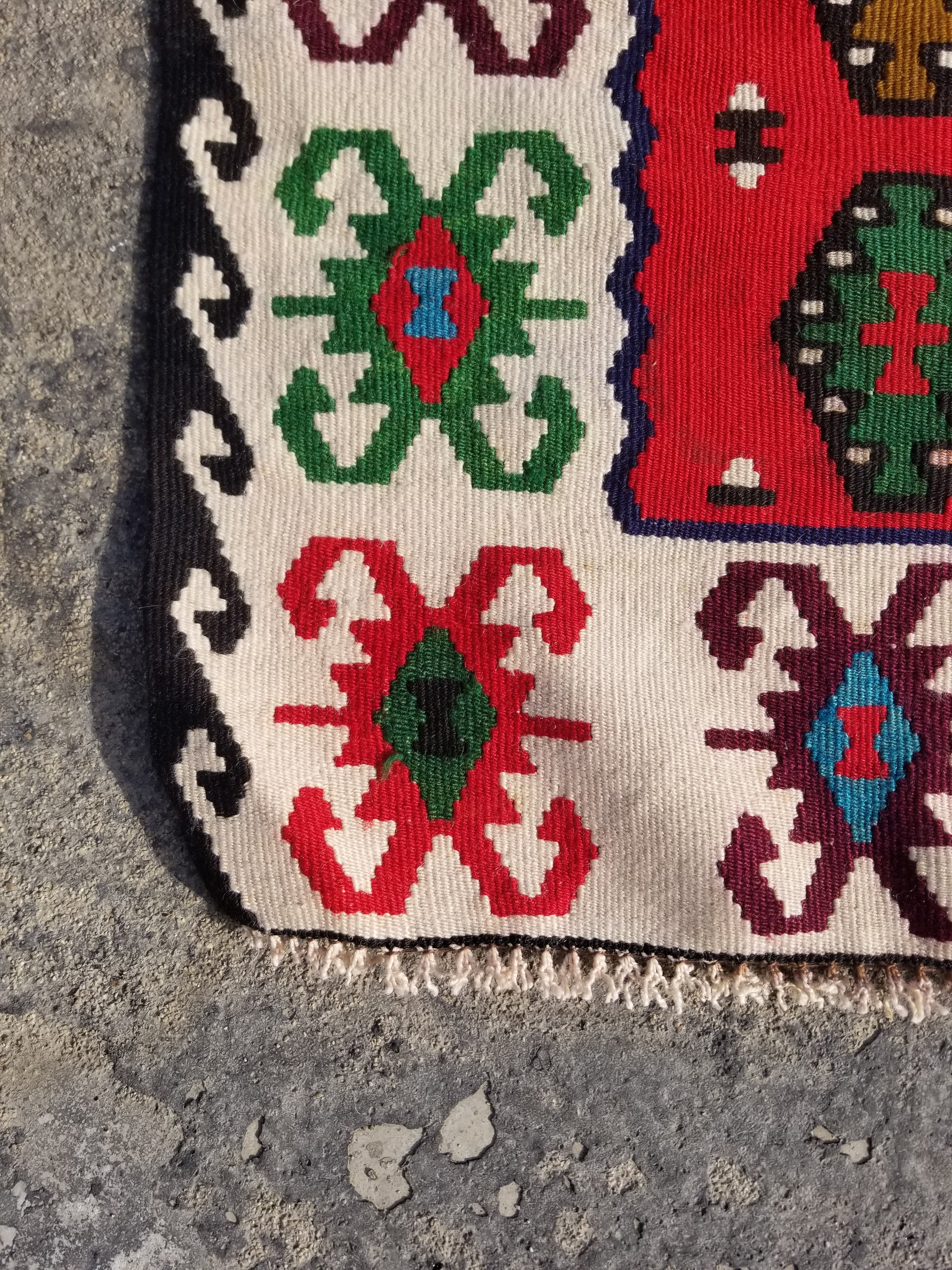 Vintage Traditional Handmade Turkish Wool Multicolor Kilim 145x71cm