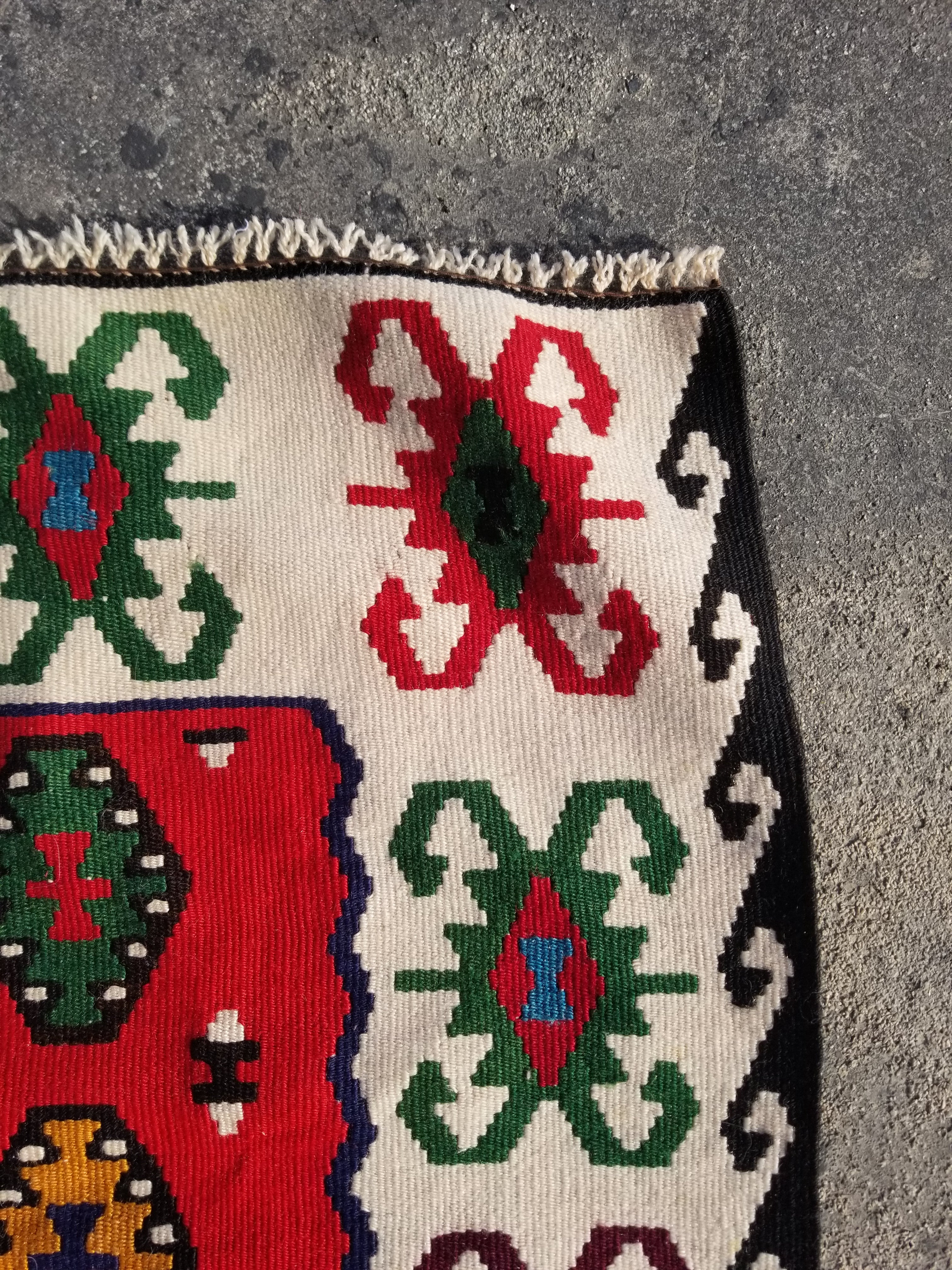 Vintage Traditional Handmade Turkish Wool Multicolor Kilim 145x71cm