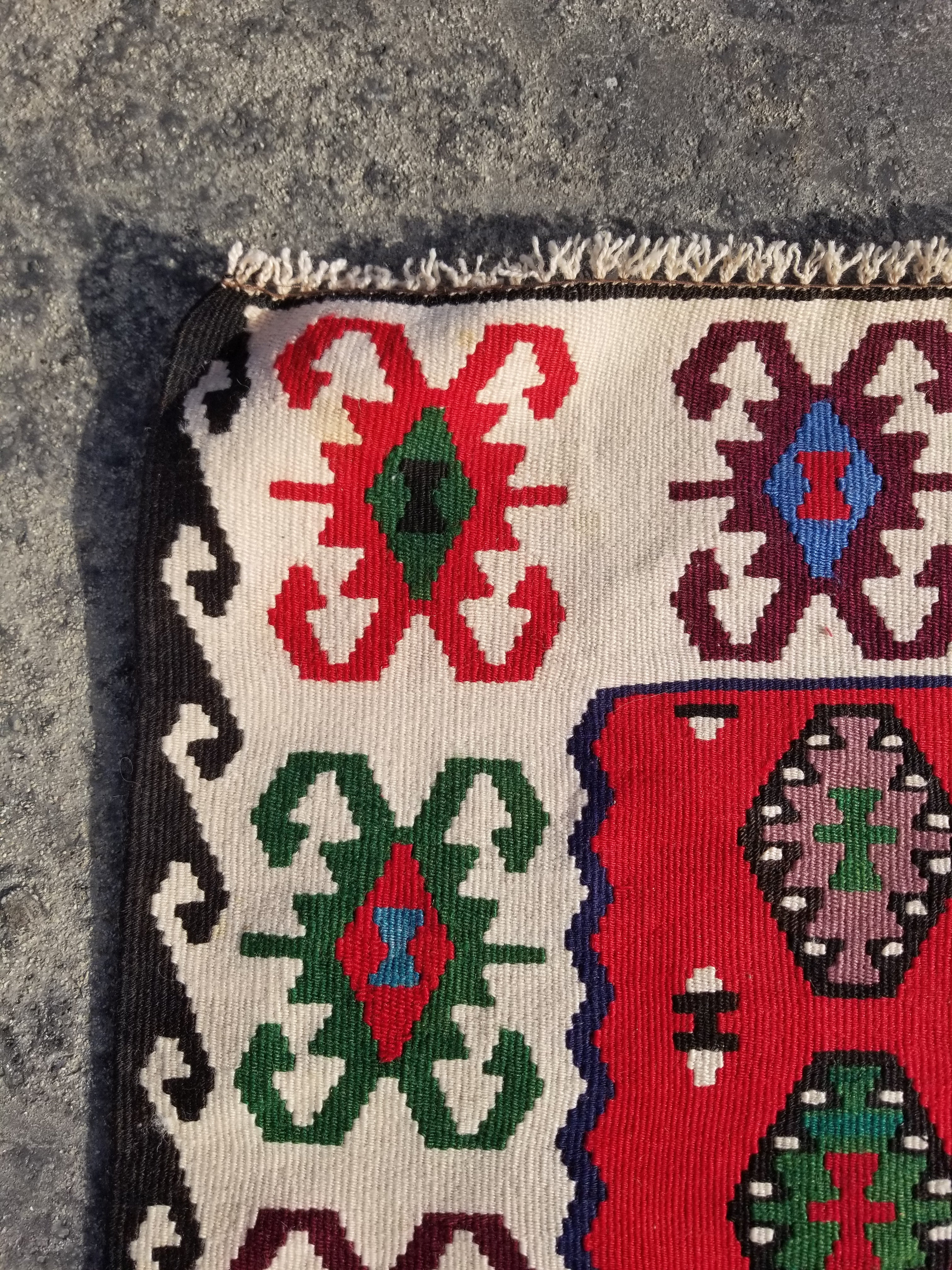 Vintage Traditional Handmade Turkish Wool Multicolor Kilim 145x71cm