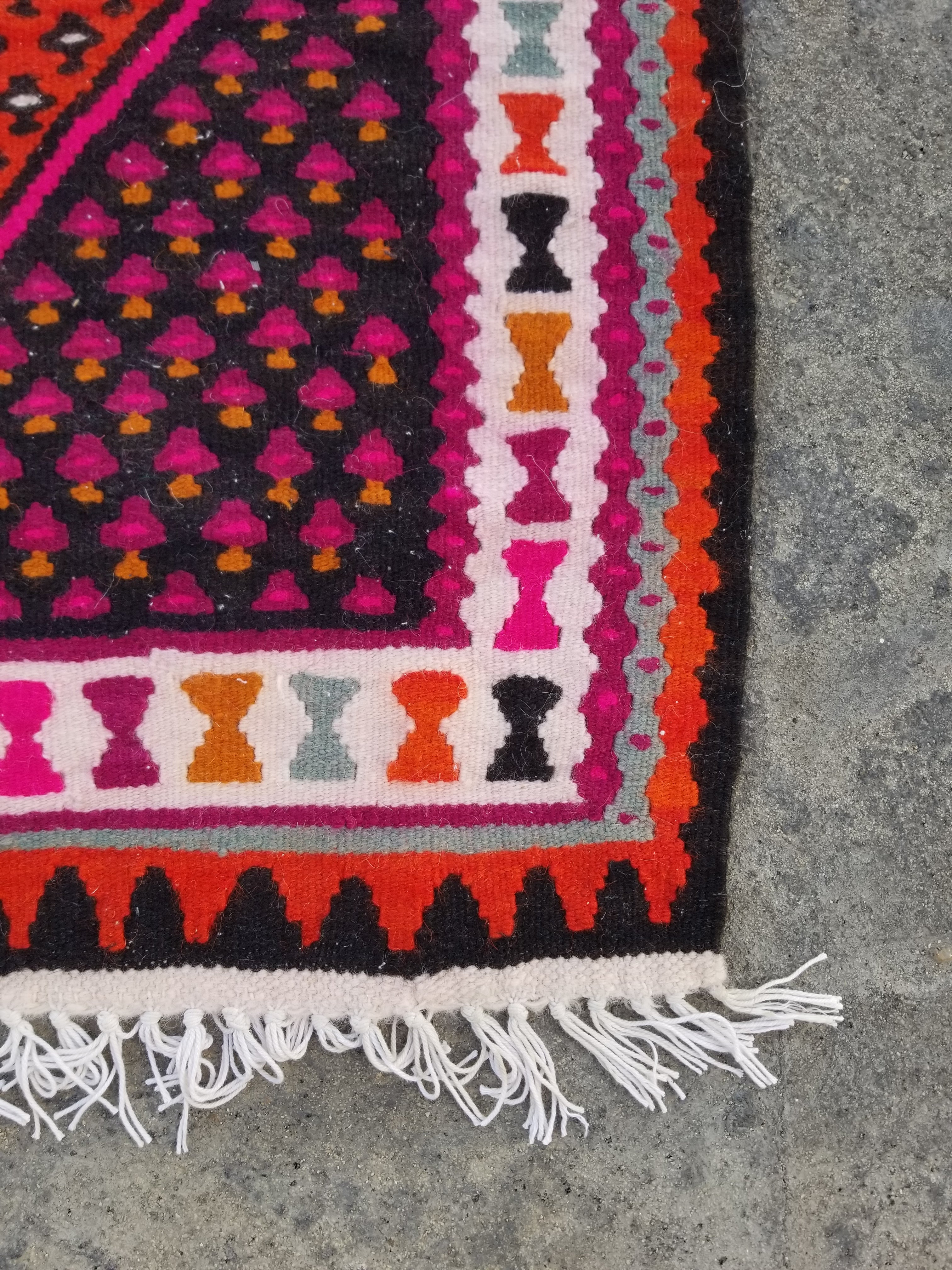Vintage Traditional Handmade Senneh Pattern Wool Multicolor Kilim 140x97cm