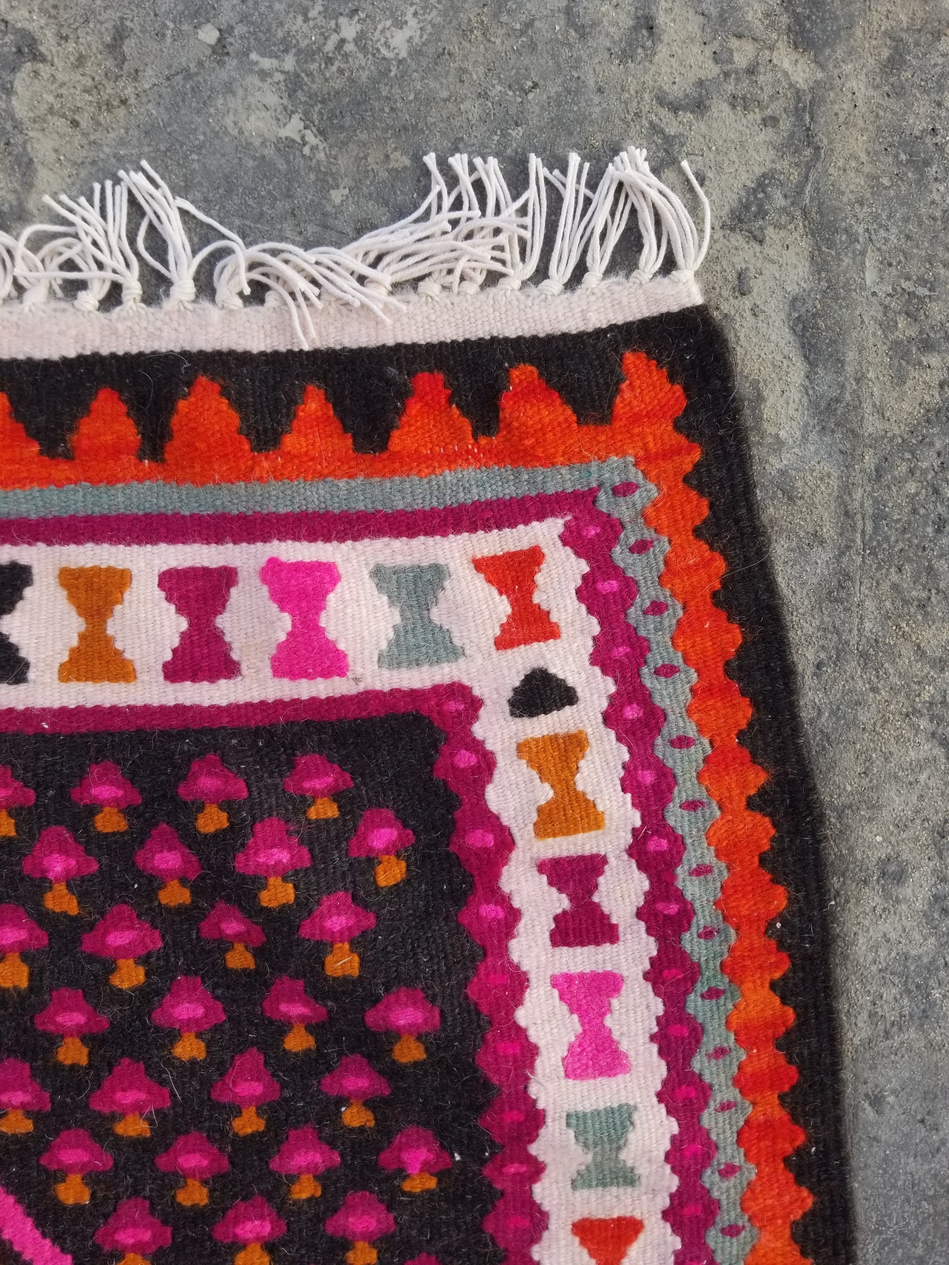 Vintage Traditional Handmade Senneh Pattern Wool Multicolor Kilim 140x97cm
