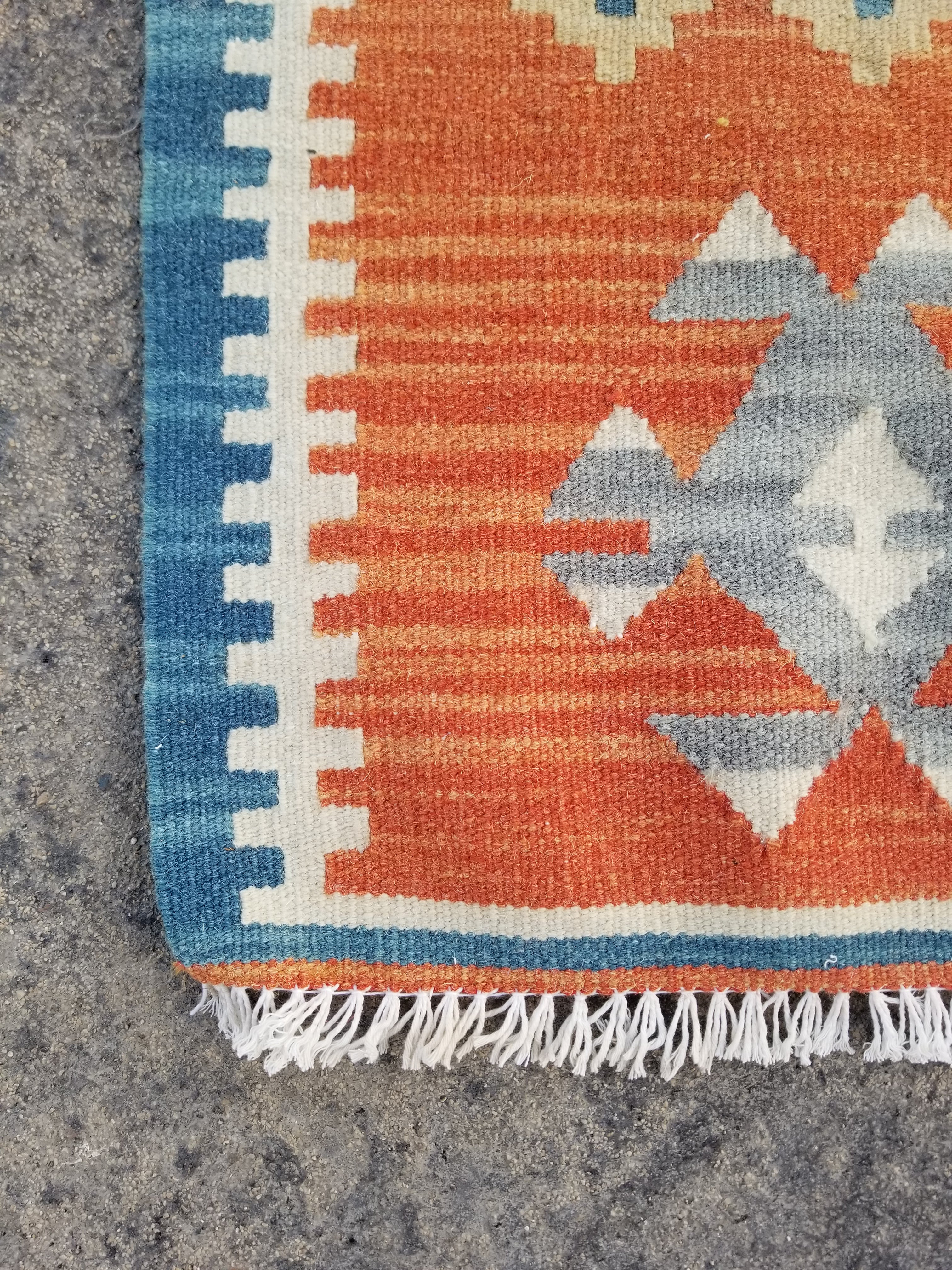 Distressed Vintage Traditional Handmade Turkish Wool Multicolor Kilim 135x79cm