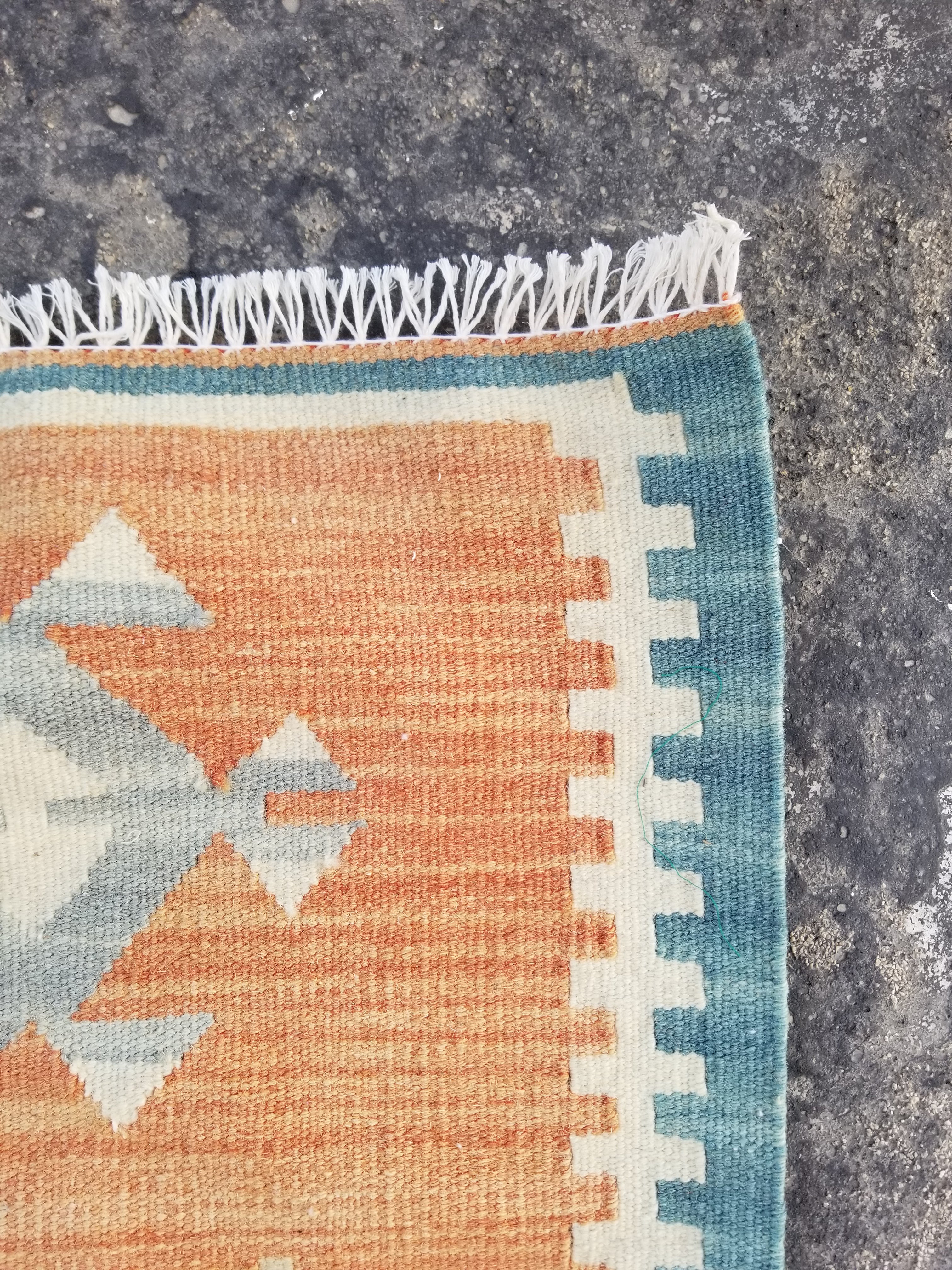 Distressed Vintage Traditional Handmade Turkish Wool Multicolor Kilim 135x79cm