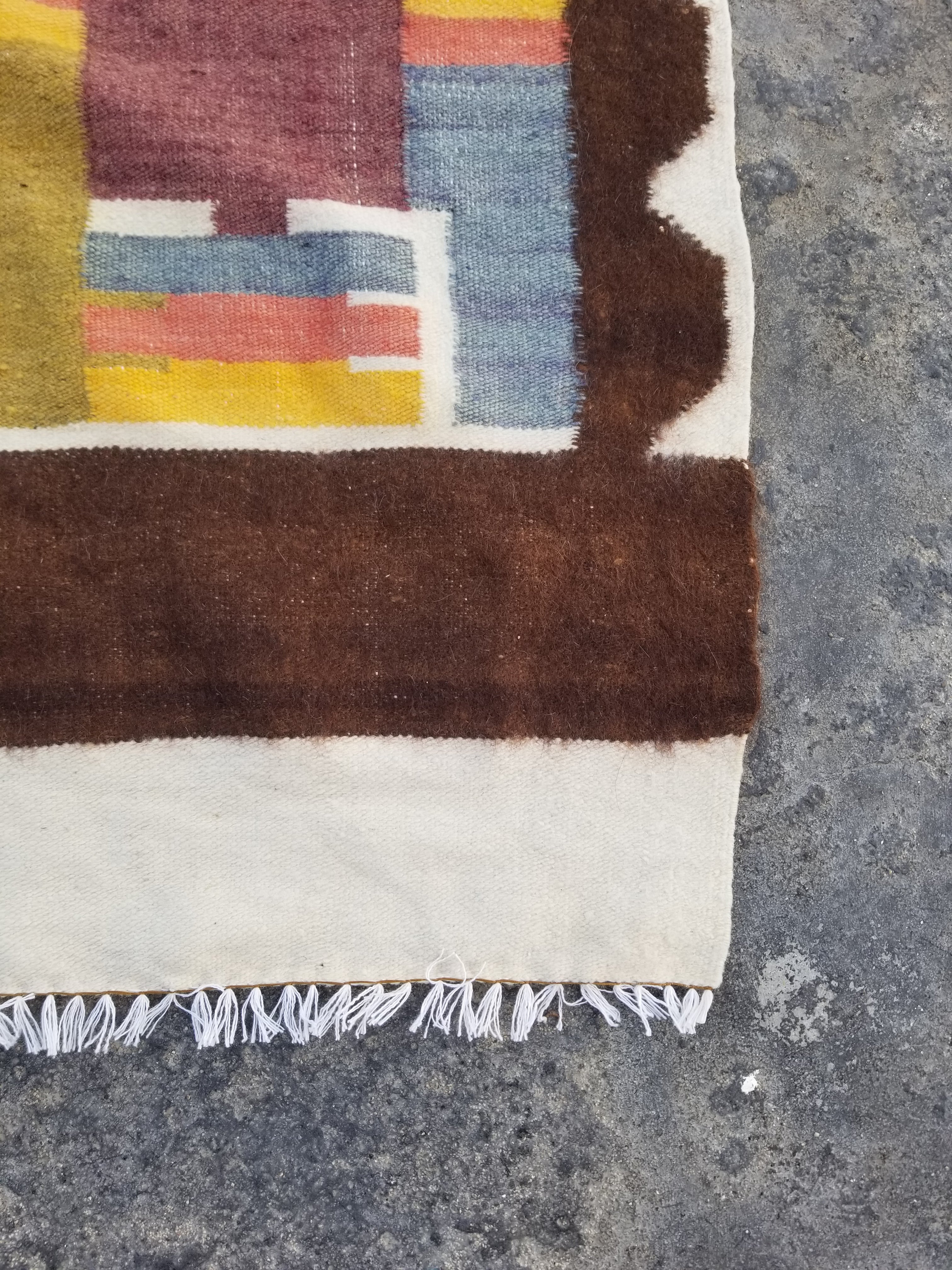 Vintage Traditional Handmade Peruvian Wool Multicolor Kilim 157x81cm