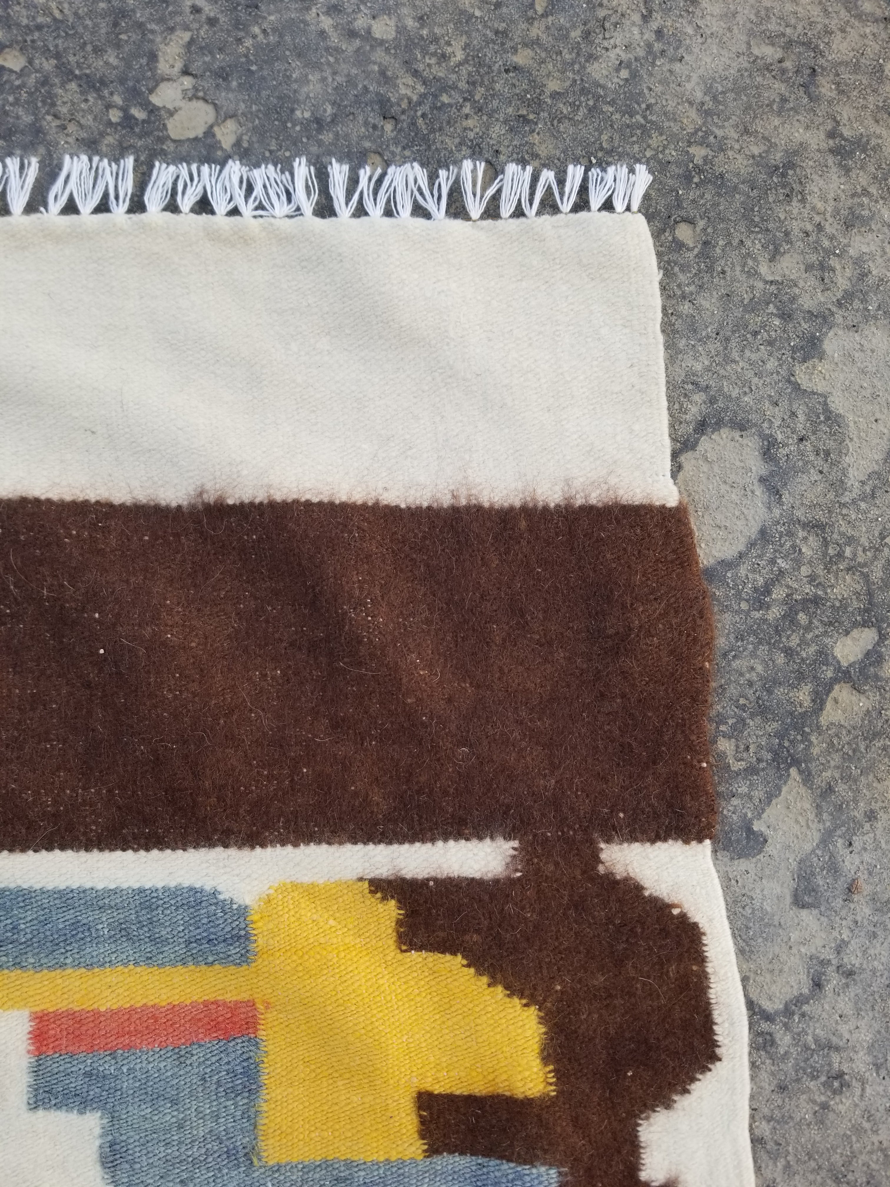 Vintage Traditional Handmade Peruvian Wool Multicolor Kilim 157x81cm