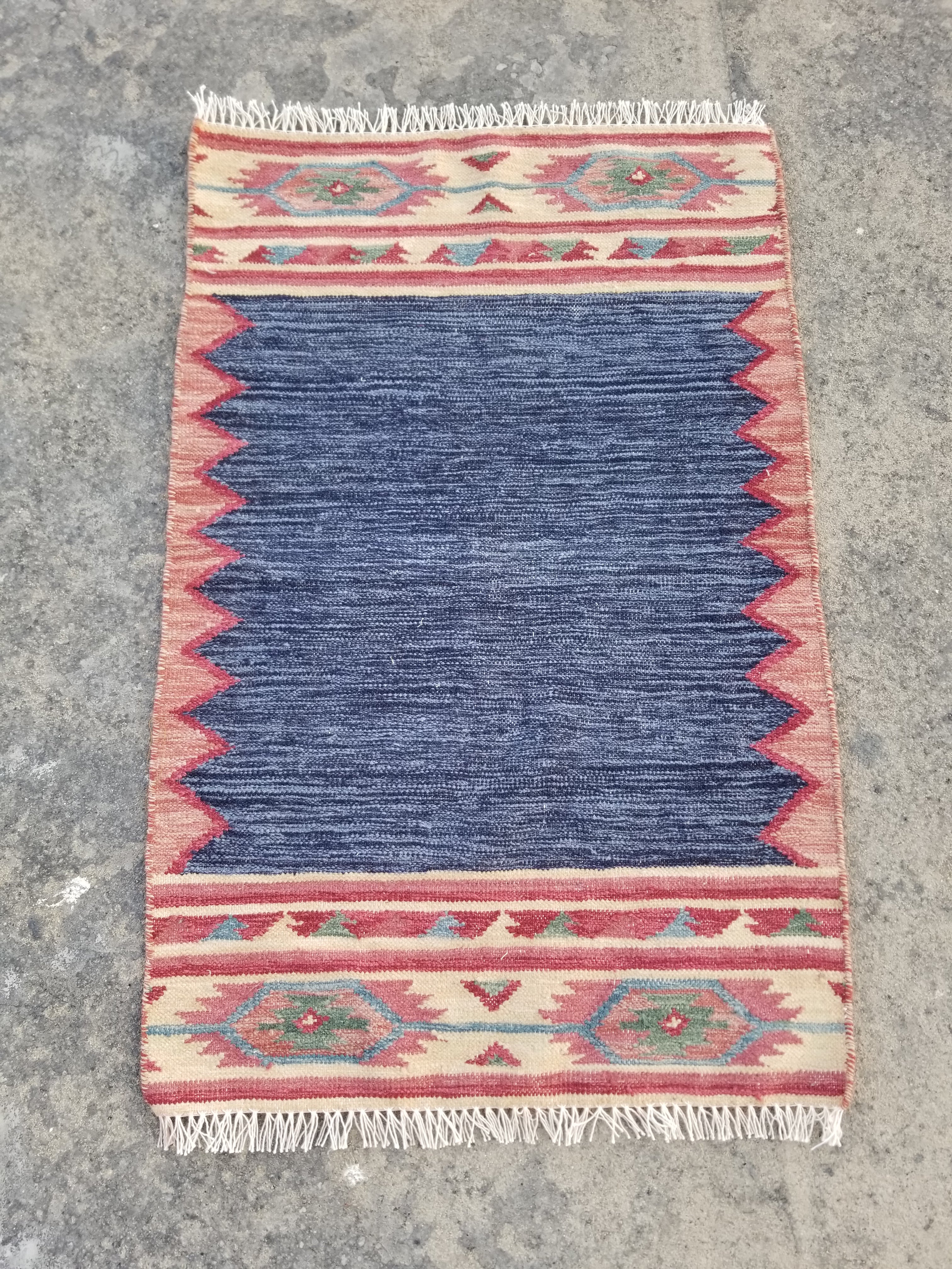 Vintage Traditional Handmade Turkish Wool Multicolor Kilim 104x66cm