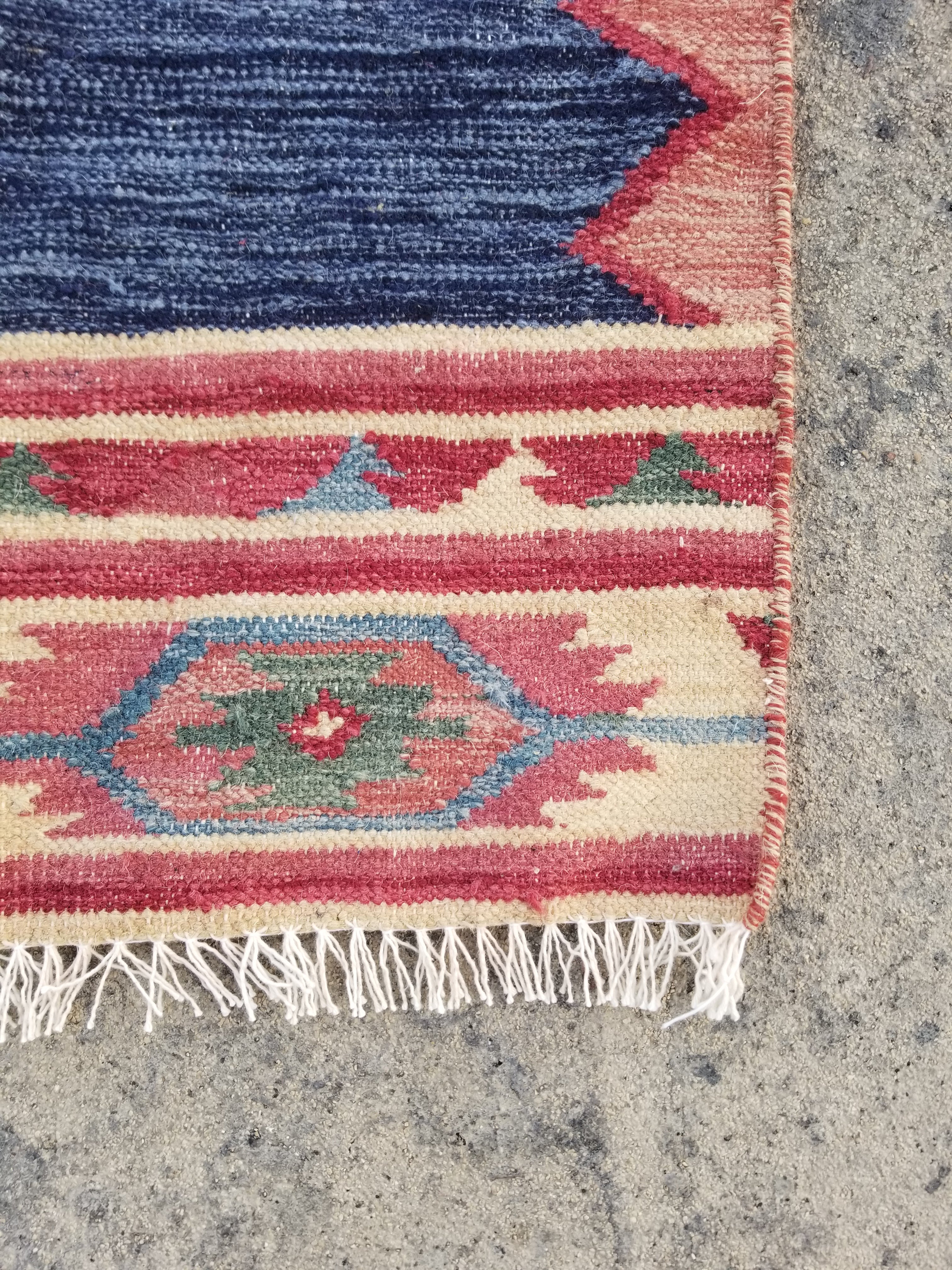 Vintage Traditional Handmade Turkish Wool Multicolor Kilim 104x66cm