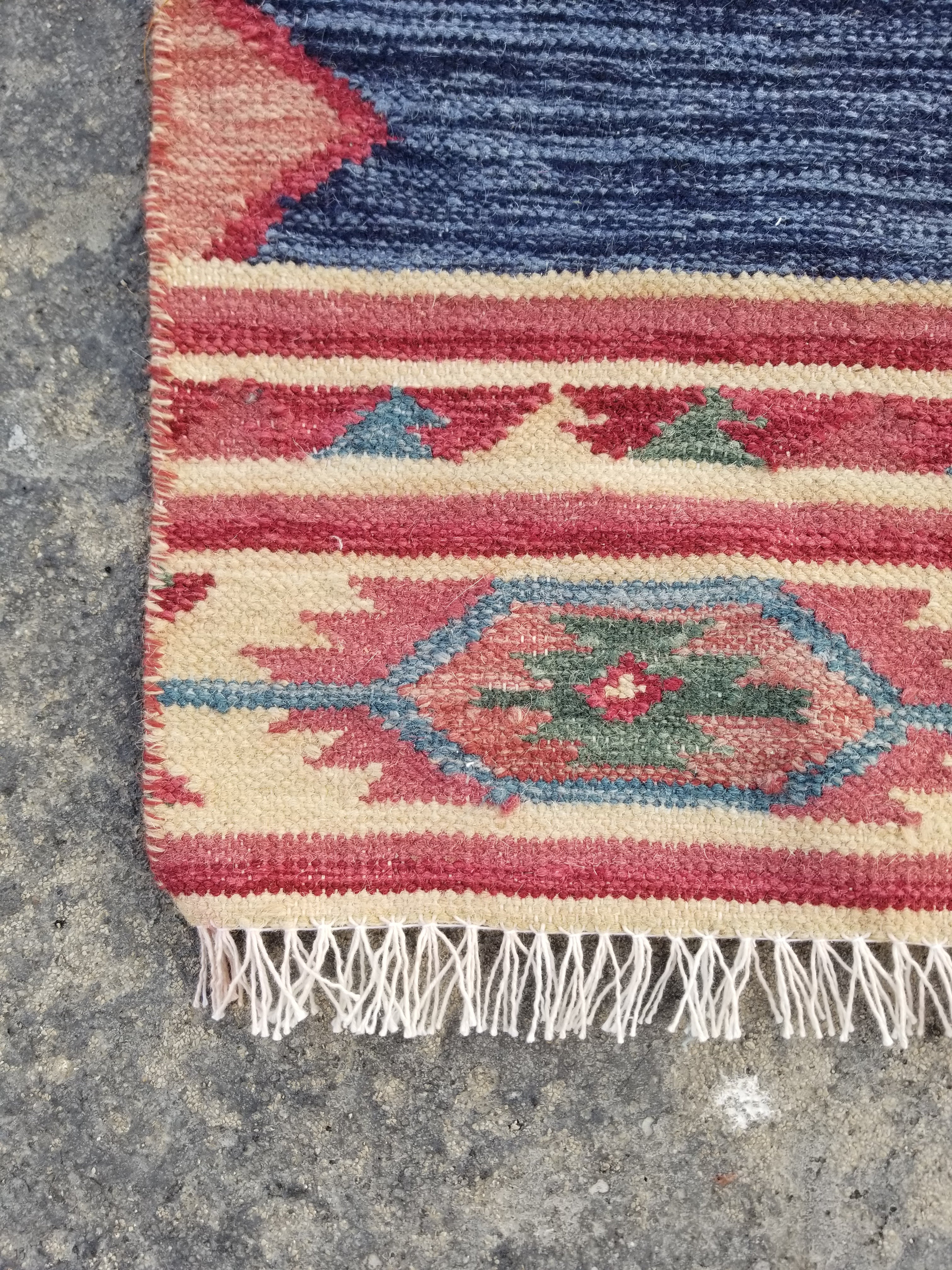 Vintage Traditional Handmade Turkish Wool Multicolor Kilim 104x66cm