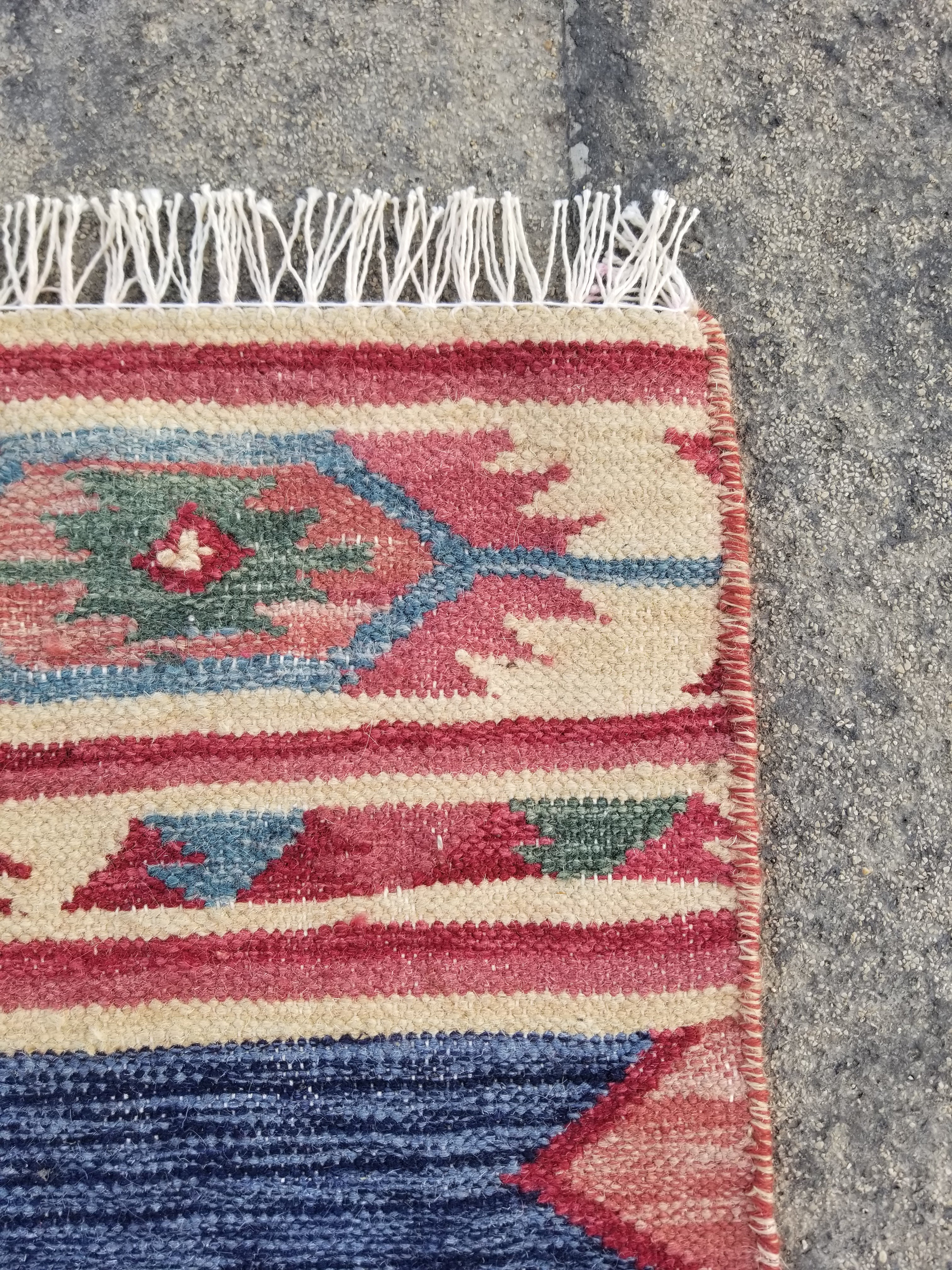Vintage Traditional Handmade Turkish Wool Multicolor Kilim 104x66cm