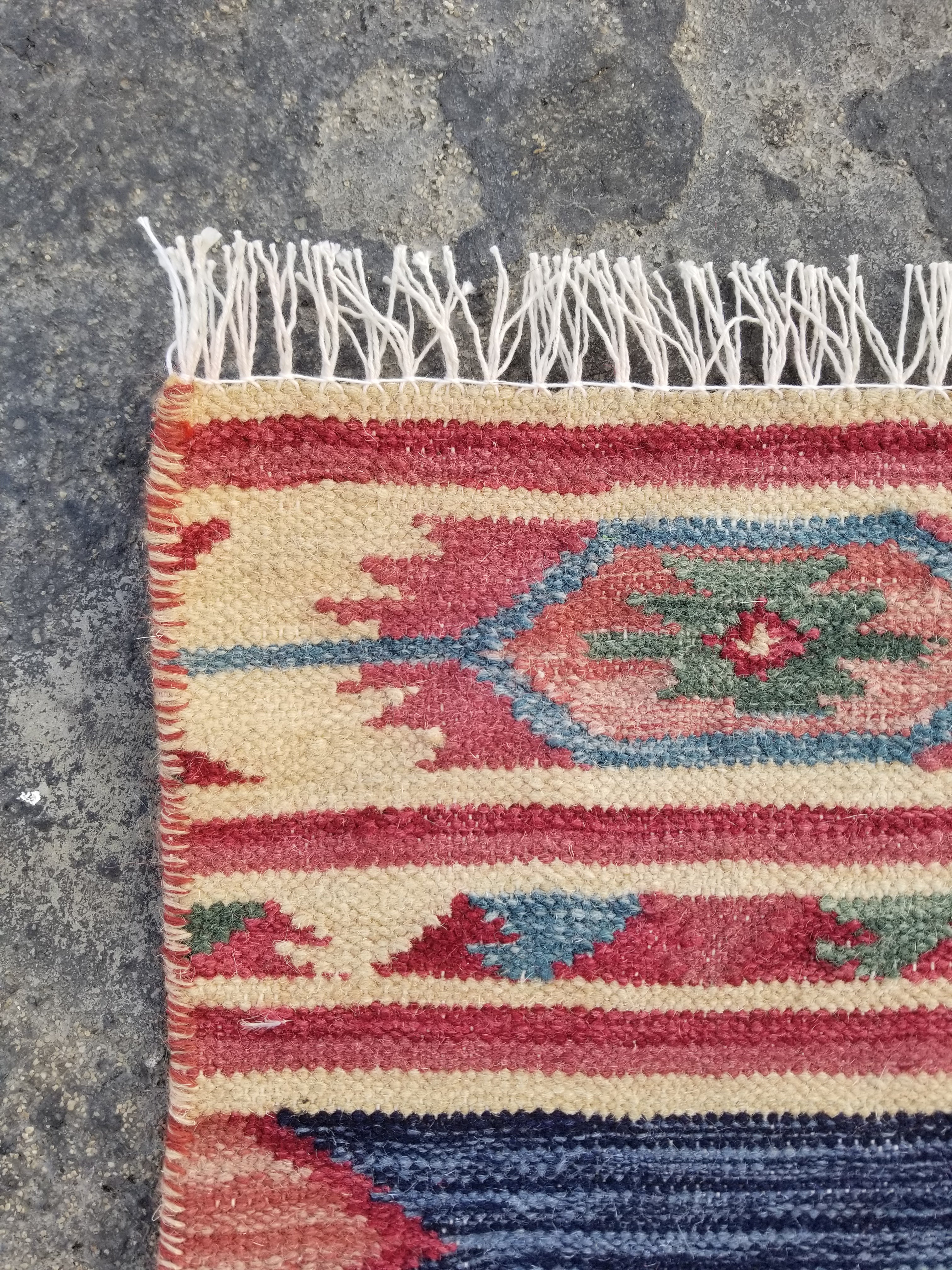 Vintage Traditional Handmade Turkish Wool Multicolor Kilim 104x66cm