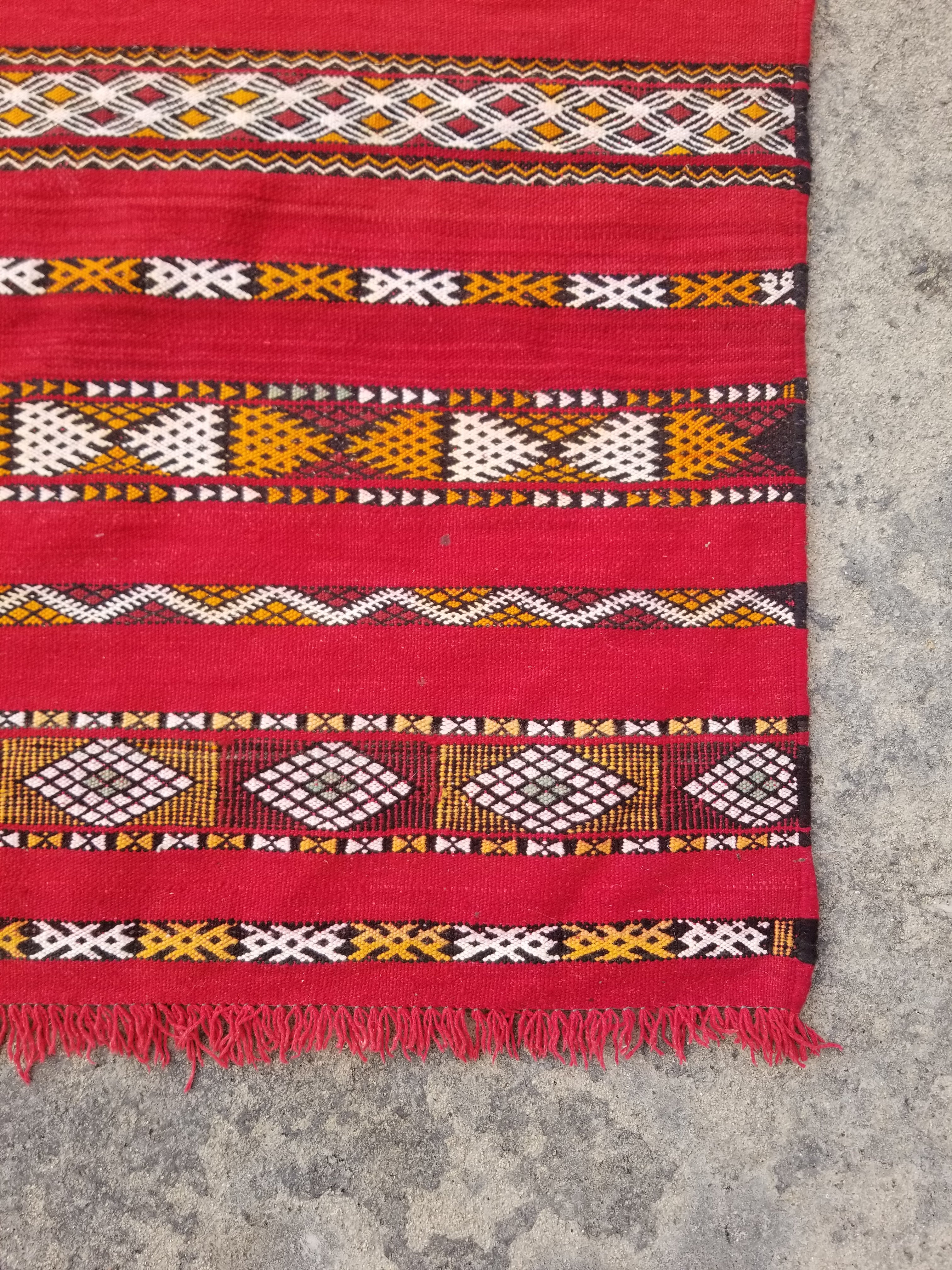 Vintage Traditional Handmade Moroccan Wool Multicolor Kiim 254x168cm