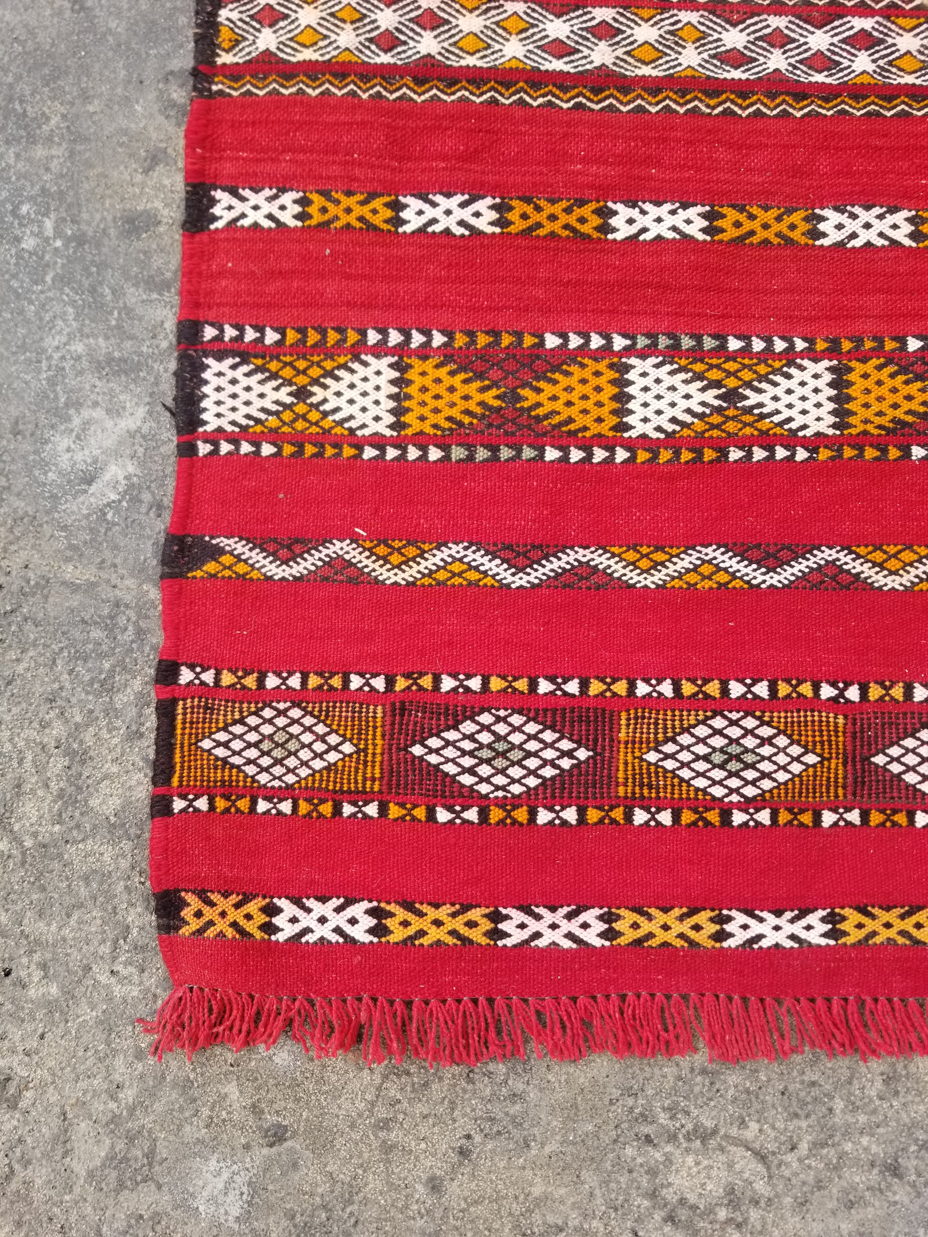 Vintage Traditional Handmade Moroccan Wool Multicolor Kiim 254x168cm