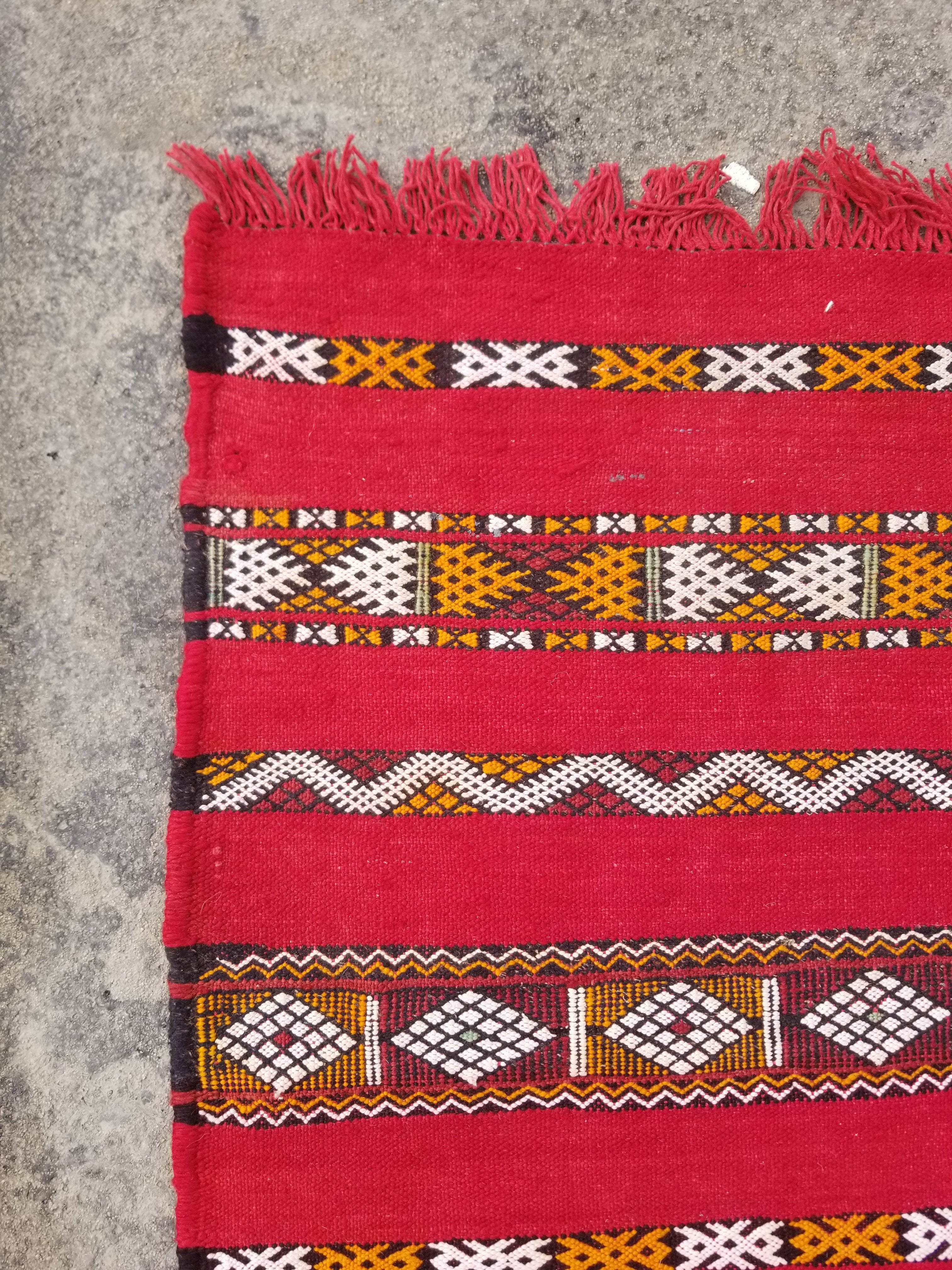 Vintage Traditional Handmade Moroccan Wool Multicolor Kiim 254x168cm