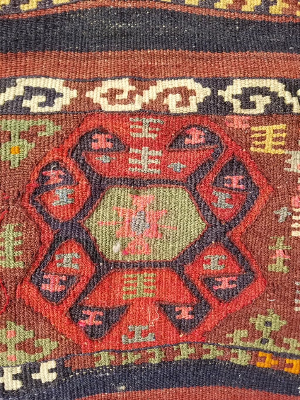 Antique Traditional Handmade Kazak Style Wool Multicolor Kiim 198x76cm
