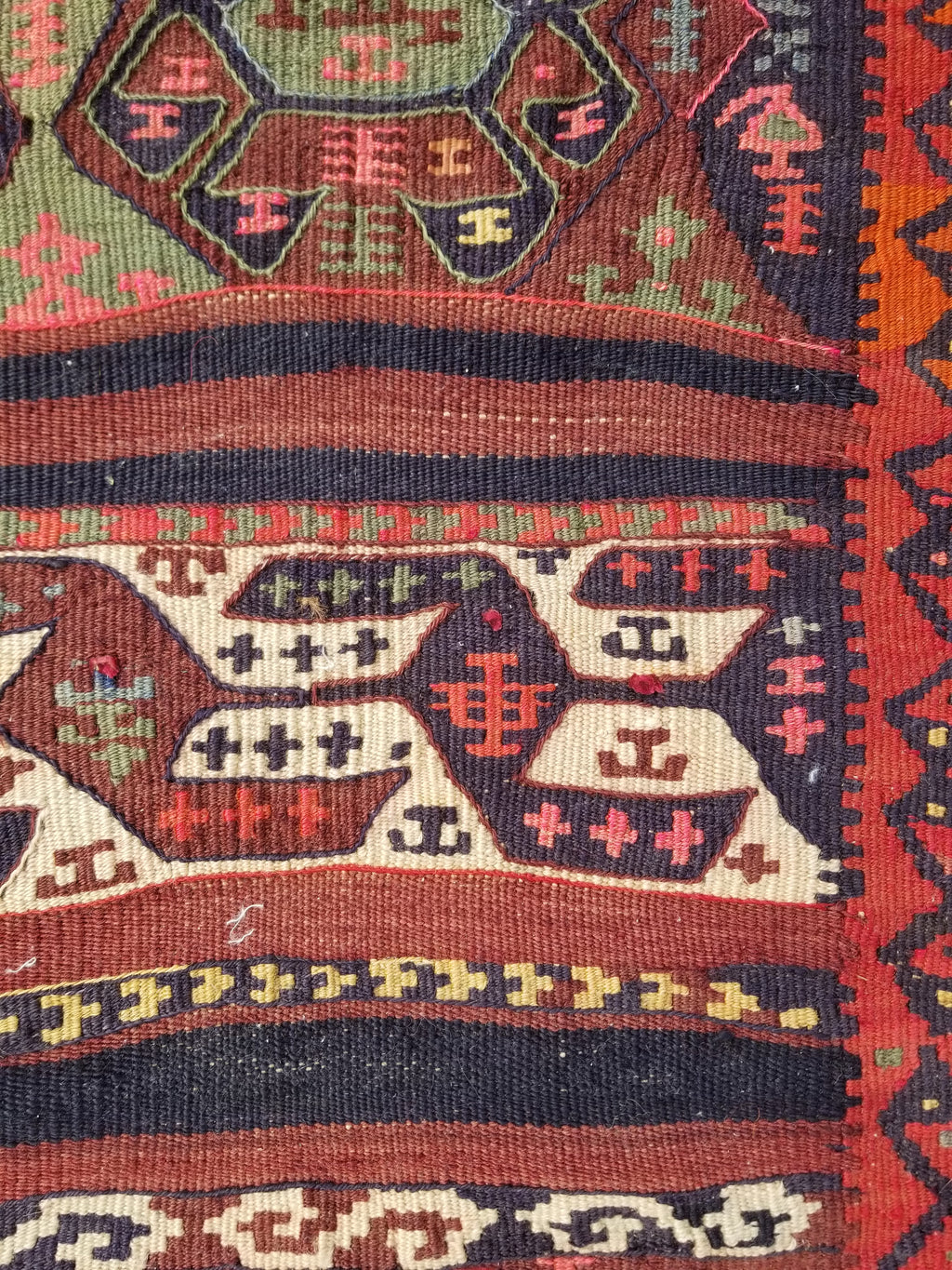 Antique Traditional Handmade Kazak Style Wool Multicolor Kiim 198x76cm