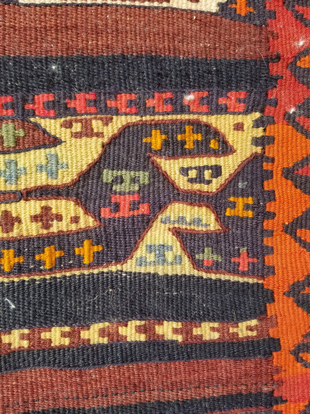 Antique Traditional Handmade Kazak Style Wool Multicolor Kiim 198x76cm