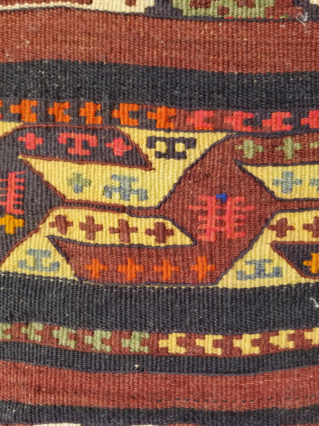 Antique Traditional Handmade Kazak Style Wool Multicolor Kiim 198x76cm