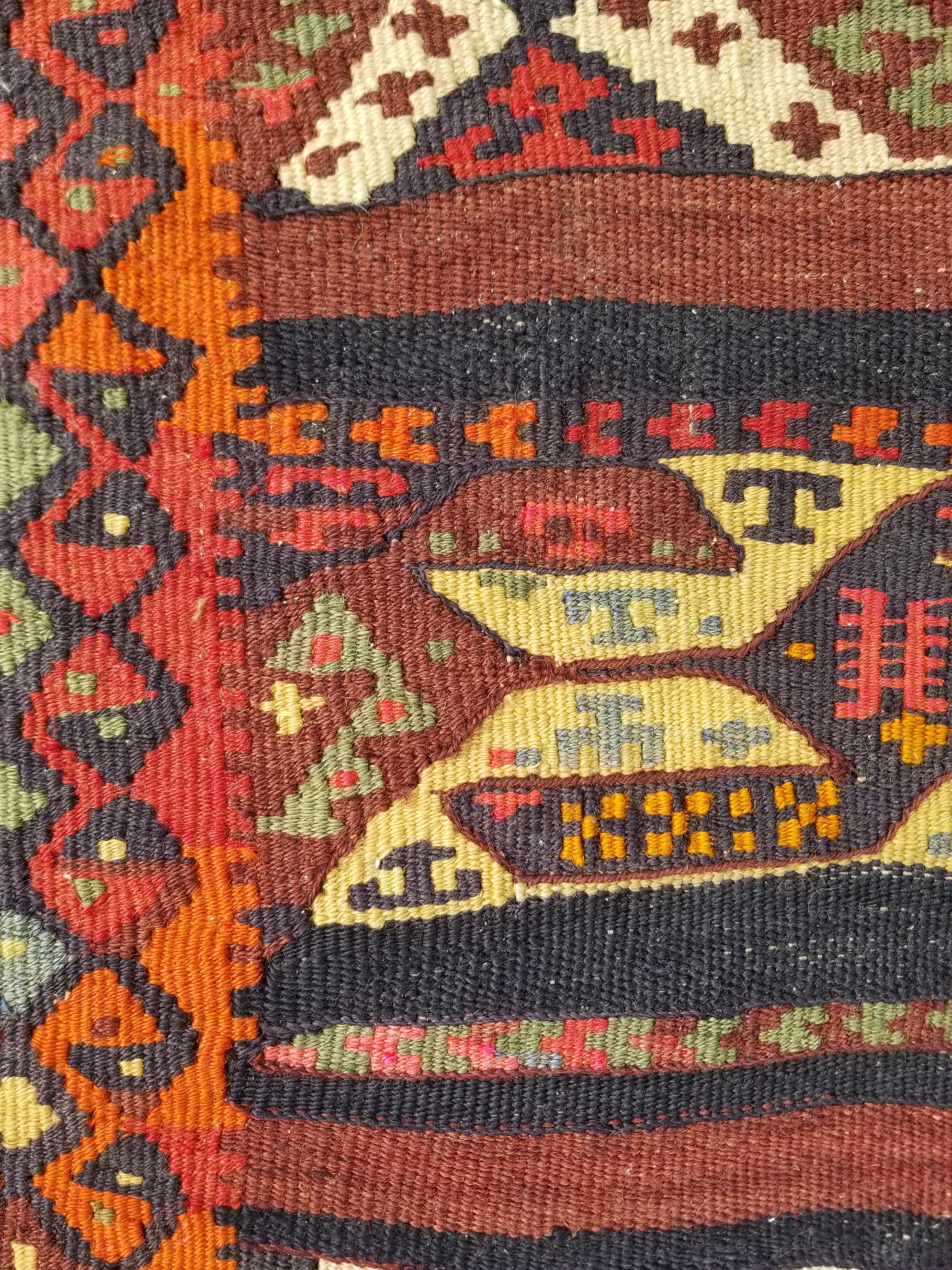 Antique Traditional Handmade Kazak Style Wool Multicolor Kiim 198x76cm