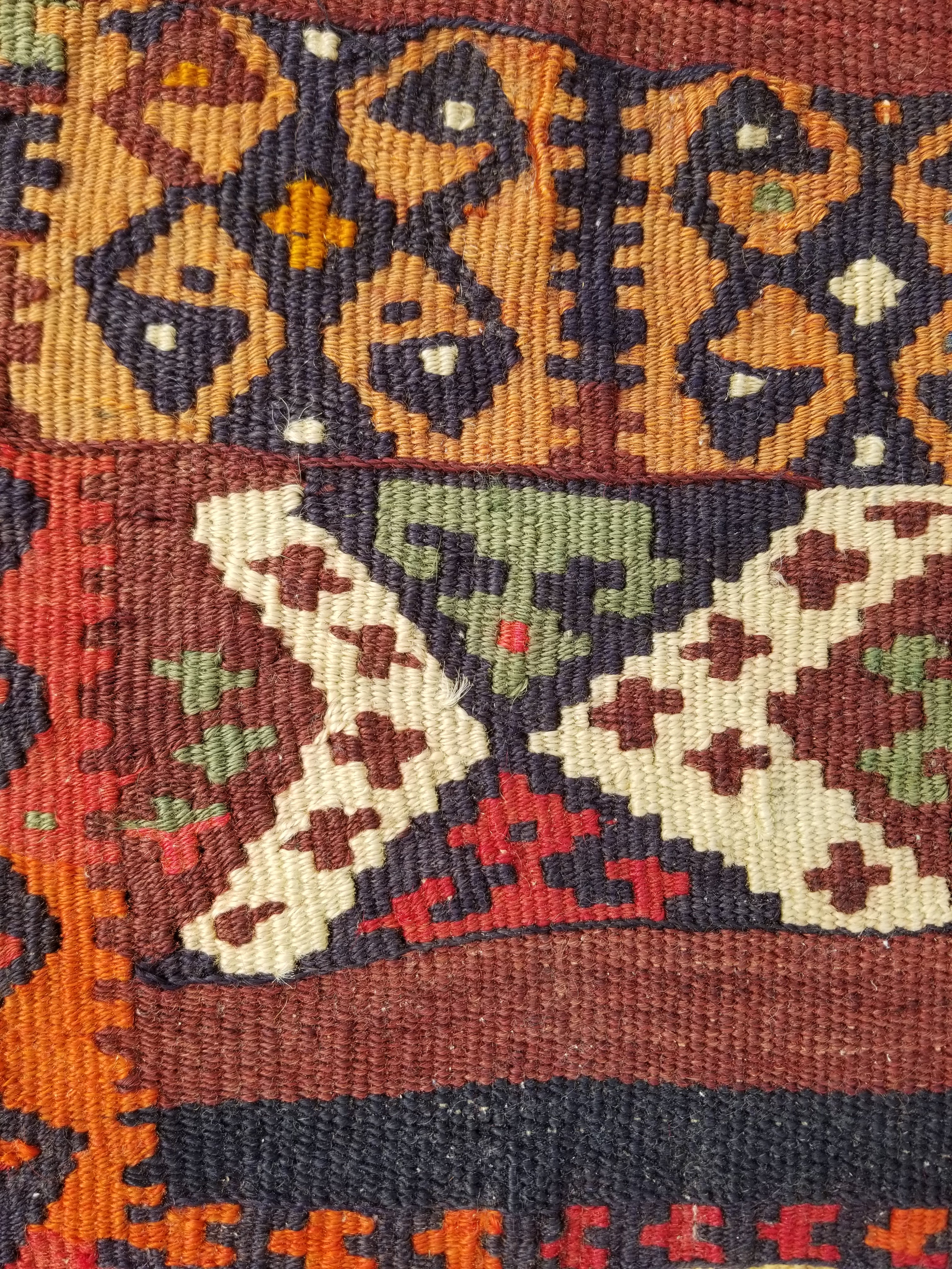 Antique Traditional Handmade Kazak Style Wool Multicolor Kiim 198x76cm